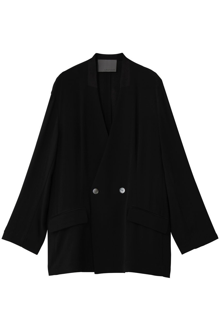 【アンクレイヴ/uncrave】のバックサテンジョーゼット ノーカラージャケット インテリア・キッズ・メンズ・レディースファッション・服の通販 founy(ファニー) 　ファッション　Fashion　レディースファッション　Fashion for Women　アウター　Coat / Outerwear Collection　レディースジャケット・軽アウター　Jackets　ノーカラージャケット / シンプル上品コーデ　Collarless Jackets　2026年　2026　サテン　Satin, Glossy Fabric　ジャケット　Jacket, Outerwear　ストレッチ　Stretch, Stretchy Fabric　ドレープ　Drape, Draping Fabric　吸水　Absorbent, Quick-Dry　夏　Summer　春　Spring　S/S・春夏　SS, Spring/Summer, Warm Season　ブラック|ID: prp329100004838663 ipo3291000000036152979