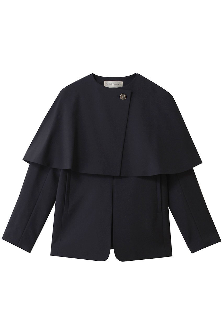 【デザイン ワークス/DESIGN WORKS】の【セットアップ対応】2WAYモヘアポプリンケープ付きジャケット インテリア・キッズ・メンズ・レディースファッション・服の通販 founy(ファニー) 　ファッション　Fashion　レディースファッション　Fashion for Women　アウター　Coat / Outerwear Collection　レディースジャケット・軽アウター　Jackets　2026年　2026　シンプル　Simple, Minimal　ジャケット　Jacket, Outerwear　セットアップ　Set-Up, Coordinated Outfit　フィット　Fit, Slim Fit　ボトム　Bottoms, Lower Wear　メタル　Metal, Metal Parts　リュクス　Luxury, Elegant, High-End, Chic　夏　Summer　春　Spring　S/S・春夏　SS, Spring/Summer, Warm Season　ネイビー|ID: prp329100004838671 ipo3291000000035259264