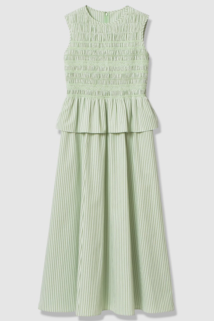 【アナイ/ANAYI】のカラーストライプスモッキング ワンピース インテリア・キッズ・メンズ・レディースファッション・服の通販 founy(ファニー) 　ファッション　Fashion　レディースファッション　Fashion for Women　ワンピース　Dresses　チュニック　Tunic Tops & Dresses　2026年　2026　エレガント 上品　Elegant　ストライプ　Stripe, Striped Pattern　スモッキング　Smocking, Gathered Stitching　チュニック　Tunic, Long Top　フェミニン　Feminine, Girly　ペプラム　Peplum, Flared Hem　ロング　Long, Long-Length　夏　Summer　春　Spring　S/S・春夏　SS, Spring/Summer, Warm Season　グリーン|ID: prp329100004838688 ipo3291000000035775781