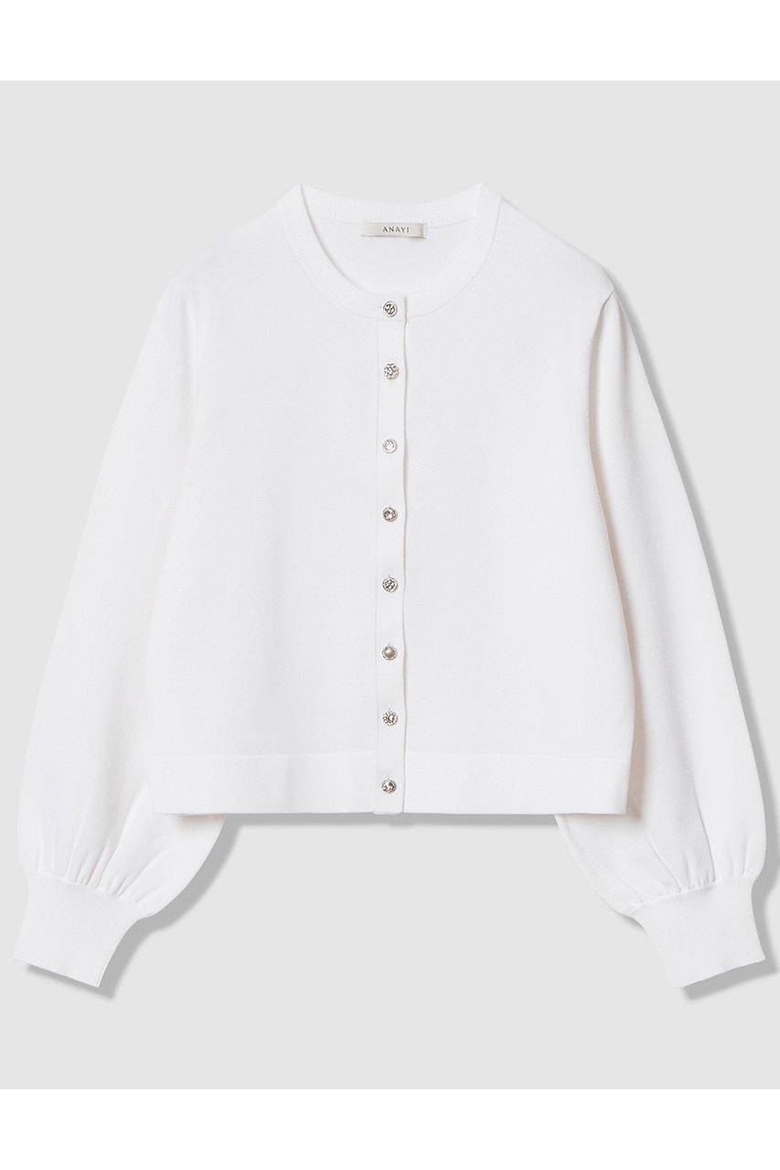 【アナイ/ANAYI】のアソートビジュー釦クルー カーディガン インテリア・キッズ・メンズ・レディースファッション・服の通販 founy(ファニー) 　ファッション　Fashion　レディースファッション　Fashion for Women　トップス・カットソー　Cut & Sew Tops　ニット　Knit Tops & Sweaters　カーディガン・羽織り　Layered Style Cardigans　2026年　2026　カーディガン　Cardigan, Knitwear　コンパクト　Compact, Small Size　ストレッチ　Stretch, Stretchy Fabric　ビジュー　Bijou, Jewel-like Accent　エレガント 上品　Elegant　夏　Summer　春　Spring　S/S・春夏　SS, Spring/Summer, Warm Season　ホワイト|ID: prp329100004838693 ipo3291000000035259444