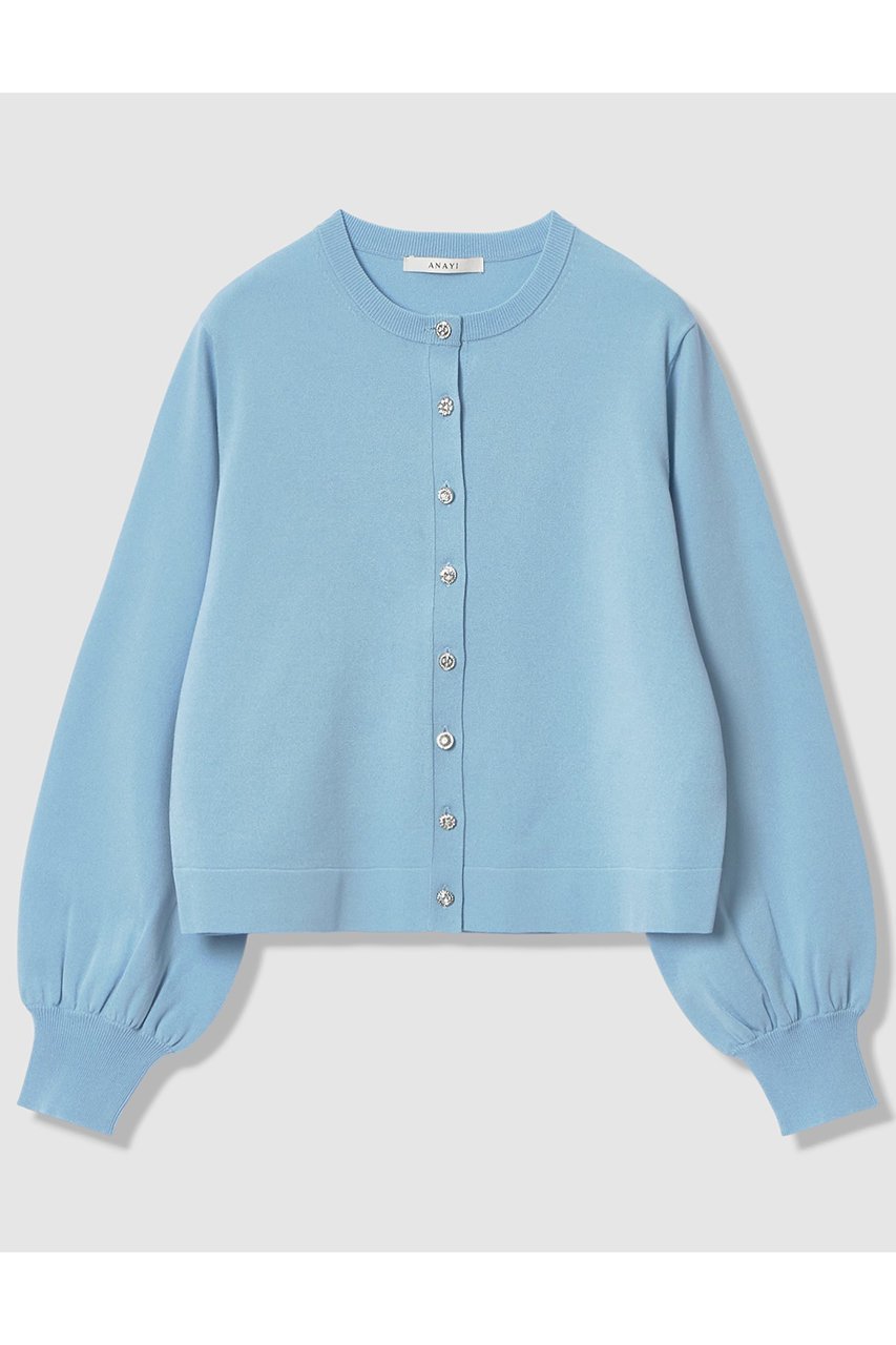 【アナイ/ANAYI】のアソートビジュー釦クルー カーディガン インテリア・キッズ・メンズ・レディースファッション・服の通販 founy(ファニー) 　ファッション　Fashion　レディースファッション　Fashion for Women　トップス・カットソー　Cut & Sew Tops　ニット　Knit Tops & Sweaters　カーディガン・羽織り　Layered Style Cardigans　2026年　2026　カーディガン　Cardigan, Knitwear　コンパクト　Compact, Small Size　ストレッチ　Stretch, Stretchy Fabric　ビジュー　Bijou, Jewel-like Accent　エレガント 上品　Elegant　夏　Summer　春　Spring　S/S・春夏　SS, Spring/Summer, Warm Season　ブルー|ID: prp329100004838693 ipo3291000000035259446