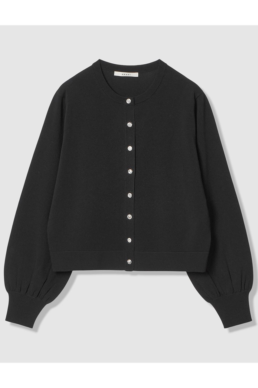 【アナイ/ANAYI】のアソートビジュー釦クルー カーディガン インテリア・キッズ・メンズ・レディースファッション・服の通販 founy(ファニー) 　ファッション　Fashion　レディースファッション　Fashion for Women　トップス・カットソー　Cut & Sew Tops　ニット　Knit Tops & Sweaters　カーディガン・羽織り　Layered Style Cardigans　2026年　2026　カーディガン　Cardigan, Knitwear　コンパクト　Compact, Small Size　ストレッチ　Stretch, Stretchy Fabric　ビジュー　Bijou, Jewel-like Accent　エレガント 上品　Elegant　夏　Summer　春　Spring　S/S・春夏　SS, Spring/Summer, Warm Season　ブラック|ID: prp329100004838693 ipo3291000000035259447