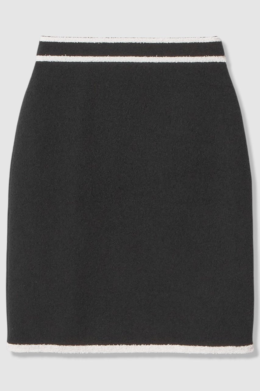 【アナイ/ANAYI】のコットンブークレ配色 スカート インテリア・キッズ・メンズ・レディースファッション・服の通販 founy(ファニー) 　ファッション　Fashion　レディースファッション　Fashion for Women　スカート　Skirts　ミニスカート　Mini Skirts　カーディガン　Cardigan, Knitwear　シンプル　Simple, Minimal　セットアップ　Set-Up, Coordinated Outfit　ダブル　Double, Double-Breasted　パイピング　Piping, Trim Design　ボトム　Bottoms, Lower Wear　ミニスカート　Mini Skirt, Short Skirt　ブラック系|ID: prp329100004838694 ipo3291000000035775804