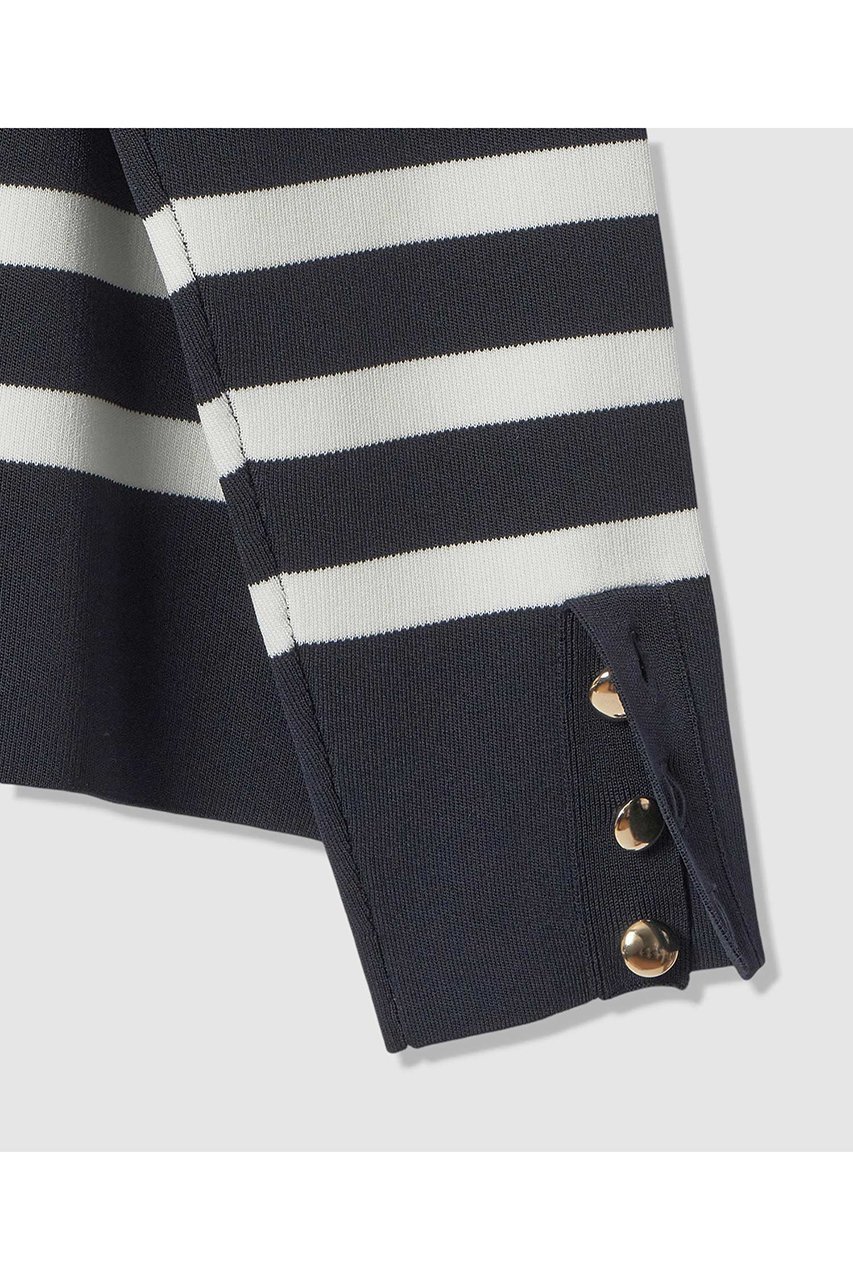 【アナイ/ANAYI】のスリーブ釦ボーダー プルオーバー 人気、トレンドファッション・服の通販 founy(ファニー) 　ファッション　Fashion　レディースファッション　Fashion for Women　トップス・カットソー　Cut & Sew Tops　ニット　Knit Tops & Sweaters　カジュアルプルオーバー・ニットトップス　Pullovers & Knit Tops / Casual Pullovers　2026年　2026　おすすめ　Recommended / Our Picks　ストレッチ　Stretch, Stretchy Fabric　スリーブ　Sleeve, Long Sleeve / Short Sleeve　ボーダー　Border, Stripe　ミラノリブ　Milano Rib, Milano Stitch　夏　Summer　定番　Standard, Basic Item　春　Spring　S/S・春夏　SS, Spring/Summer, Warm Season　other-5|ID: prp329100004838696 ipo3291000000035259484