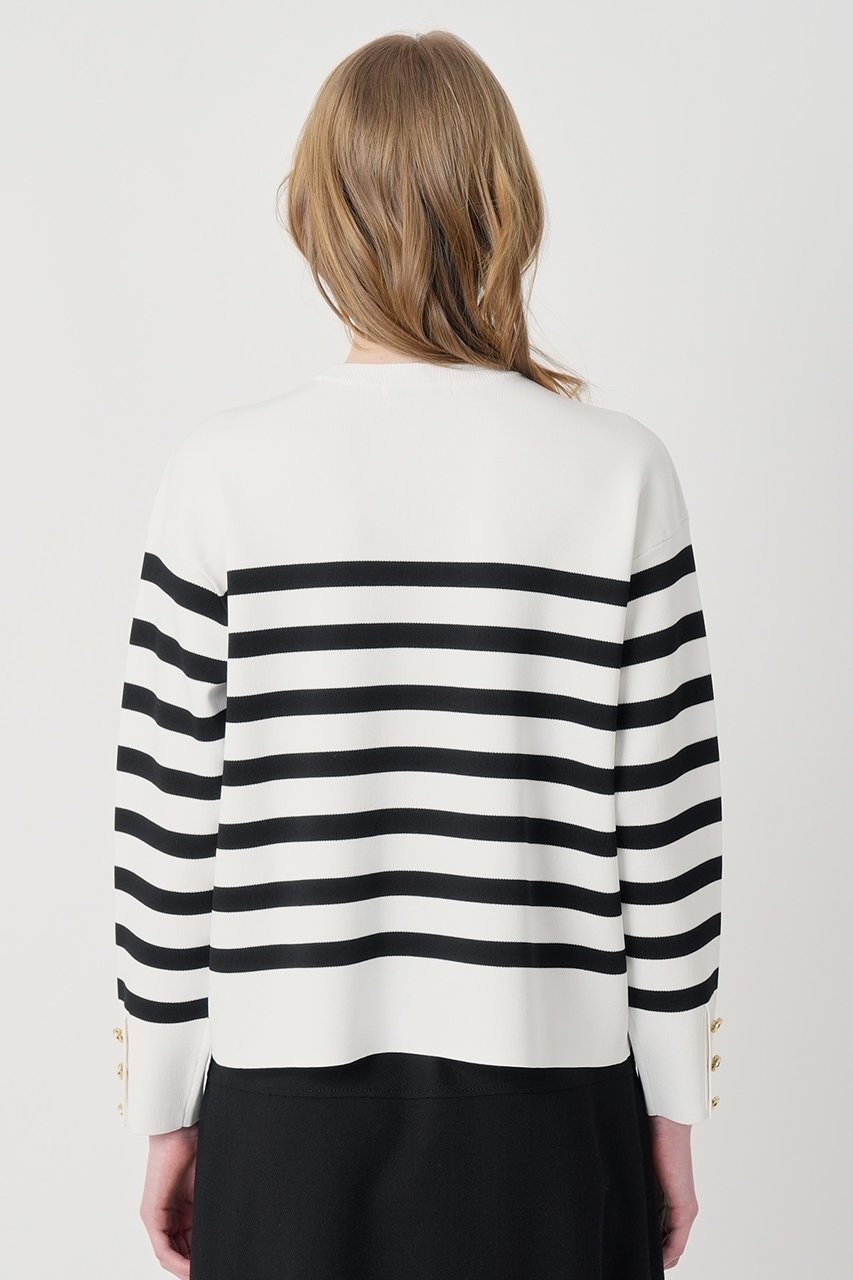 【アナイ/ANAYI】のスリーブ釦ボーダー プルオーバー 人気、トレンドファッション・服の通販 founy(ファニー) 　ファッション　Fashion　レディースファッション　Fashion for Women　トップス・カットソー　Cut & Sew Tops　ニット　Knit Tops & Sweaters　カジュアルプルオーバー・ニットトップス　Pullovers & Knit Tops / Casual Pullovers　2026年　2026　おすすめ　Recommended / Our Picks　ストレッチ　Stretch, Stretchy Fabric　スリーブ　Sleeve, Long Sleeve / Short Sleeve　ボーダー　Border, Stripe　ミラノリブ　Milano Rib, Milano Stitch　夏　Summer　定番　Standard, Basic Item　春　Spring　S/S・春夏　SS, Spring/Summer, Warm Season　other-5|ID: prp329100004838696 ipo3291000000036234576