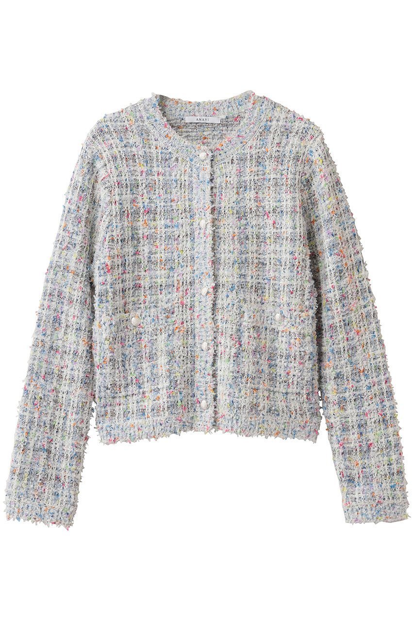 【アナイ/ANAYI】のマルティプルニットツイードジャケット インテリア・キッズ・メンズ・レディースファッション・服の通販 founy(ファニー) 　ファッション　Fashion　レディースファッション　Fashion for Women　アウター　Coat / Outerwear Collection　レディースジャケット・軽アウター　Jackets　2026年　2026　ジャケット　Jacket, Outerwear　スリーブ　Sleeve, Long Sleeve / Short Sleeve　ツイード　Twill, Twill Weave　フェミニン　Feminine, Girly　メタル　Metal, Metal Parts　ロング　Long, Long-Length　夏　Summer　春　Spring　S/S・春夏　SS, Spring/Summer, Warm Season　ブルー|ID: prp329100004838700 ipo3291000000036188831