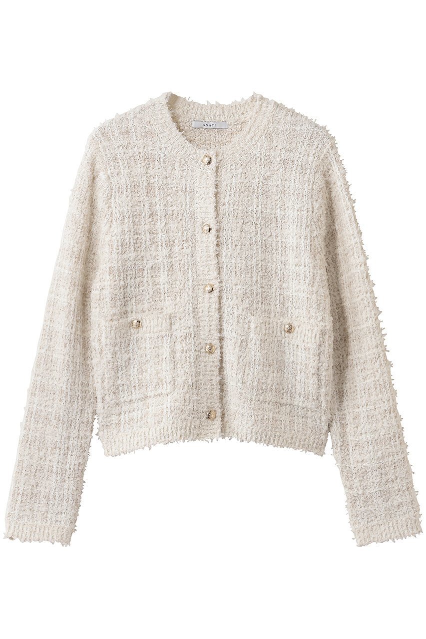 【アナイ/ANAYI】のマルティプルニットツイードジャケット インテリア・キッズ・メンズ・レディースファッション・服の通販 founy(ファニー) 　ファッション　Fashion　レディースファッション　Fashion for Women　アウター　Coat / Outerwear Collection　レディースジャケット・軽アウター　Jackets　ジャケット　Jacket, Outerwear　スリーブ　Sleeve, Long Sleeve / Short Sleeve　ツイード　Twill, Twill Weave　フェミニン　Feminine, Girly　メタル　Metal, Metal Parts　ロング　Long, Long-Length　ベージュ|ID: prp329100004838700 ipo3291000000036690556