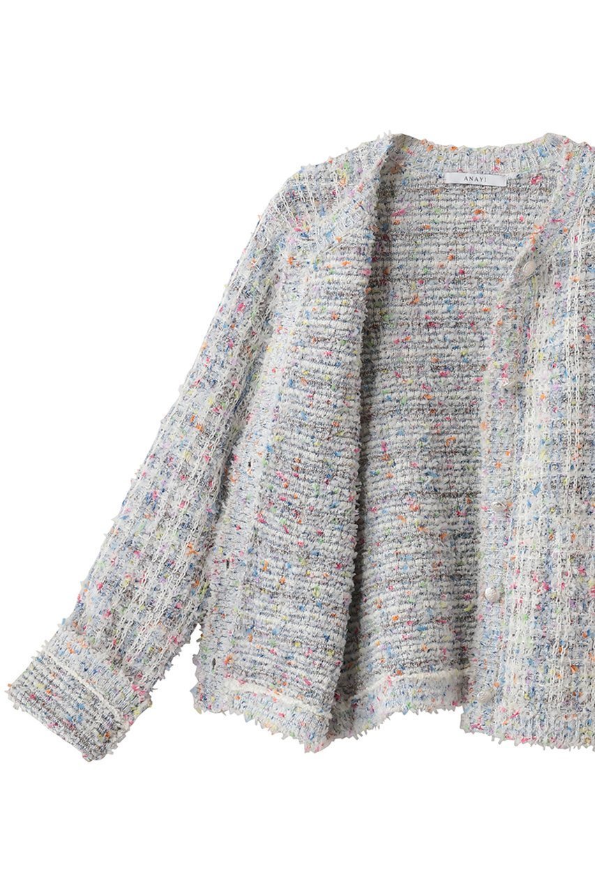 【アナイ/ANAYI】のマルティプルニットツイードジャケット 人気、トレンドファッション・服の通販 founy(ファニー) 　ファッション　Fashion　レディースファッション　Fashion for Women　アウター　Coat / Outerwear Collection　レディースジャケット・軽アウター　Jackets　ジャケット　Jacket, Outerwear　スリーブ　Sleeve, Long Sleeve / Short Sleeve　ツイード　Twill, Twill Weave　フェミニン　Feminine, Girly　メタル　Metal, Metal Parts　ロング　Long, Long-Length　other-6|ID: prp329100004838700 ipo3291000000036690562