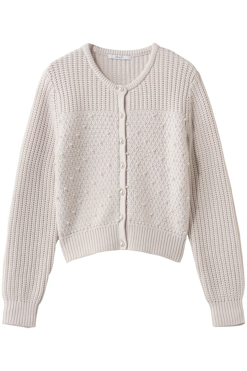 【アナイ/ANAYI】のパールスタッズカーディガン インテリア・キッズ・メンズ・レディースファッション・服の通販 founy(ファニー) 　ファッション　Fashion　レディースファッション　Fashion for Women　トップス・カットソー　Cut & Sew Tops　ニット　Knit Tops & Sweaters　カーディガン・羽織り　Layered Style Cardigans　2026年　2026　カーディガン　Cardigan, Knitwear　コンパクト　Compact, Small Size　ストライプ　Stripe, Striped Pattern　スリーブ　Sleeve, Long Sleeve / Short Sleeve　ベーシック　Basic, Essential　ロング　Long, Long-Length　エレガント 上品　Elegant　夏　Summer　春　Spring　S/S・春夏　SS, Spring/Summer, Warm Season　ベージュ|ID: prp329100004838701 ipo3291000000035259523