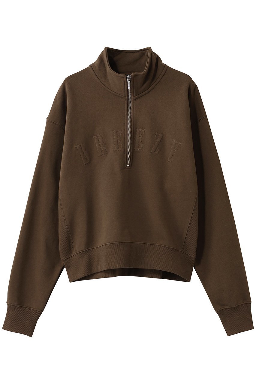 【アルアバイル/allureville】のハーフジップ刺繍プルオーバー インテリア・キッズ・メンズ・レディースファッション・服の通販 founy(ファニー) 　ファッション　Fashion　レディースファッション　Fashion for Women　トップス・カットソー　Cut & Sew Tops　シャツ・ブラウス・オフィスカジュアル　Elegant Blouses & Button-Ups　レディースパーカー・カジュアルフーディー　Casual Hoodies & Sweatshirts　ロングTシャツ・Tシャツ　Longline T-Shirts & Tees　カジュアルプルオーバー・ニットトップス　Pullovers & Knit Tops / Casual Pullovers　スウェット・クルーネックトップス　Sweatshirts & Crewnecks / Relaxed Fit Sweat Tops　カットソー・ベーシックTシャツ　Cut-and-Sewn Tops / Stretch Tees & Basics　2026年　2026　スタイリッシュ　Stylish, Fashionable　デニム　Denim, Jeans Material　夏　Summer　春　Spring　S/S・春夏　SS, Spring/Summer, Warm Season　カーキ|ID: prp329100004838703 ipo3291000000036188859