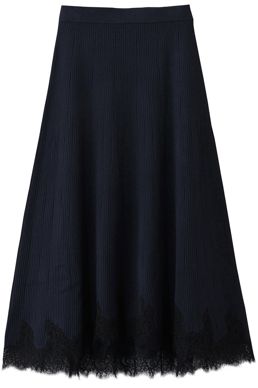 【アルアバイル/allureville】のレースドッキングニットスカート インテリア・キッズ・メンズ・レディースファッション・服の通販 founy(ファニー) 　ファッション　Fashion　レディースファッション　Fashion for Women　スカート　Skirts　ロングスカート　Long Skirts / Maxi & Midi Skirts　2026年　2026　スカラップ　Scallop, Scalloped Edge　ドッキング　Docking, Mixed Material　フェミニン　Feminine, Girly　フレア　Flare, Flared　リブニット　Rib Knit, Ribbed Knit　レース　Lace, Lace Fabric　ロング　Long, Long-Length　夏　Summer　春　Spring　S/S・春夏　SS, Spring/Summer, Warm Season　ネイビー|ID: prp329100004838704 ipo3291000000036188866