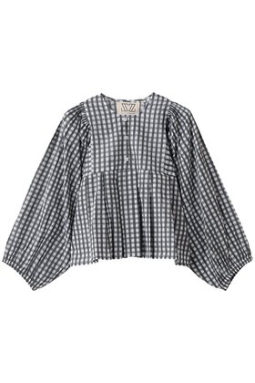 【エスゼット ブロックプリント/SZ Blockprints】のEVA TOP GINGHAM ブラウス 人気、トレンドファッション・服の通販 founy(ファニー) ファッション Fashion レディースファッション Fashion for Women トップス・カットソー Cut & Sew Tops シャツ・ブラウス・オフィスカジュアル Elegant Blouses & Button-Ups ギンガム Gingham, Gingham Fabric ショート Short, Short Length スリーブ Sleeve, Long Sleeve / Short Sleeve チェック Check, Plaid, Tartan デニム Denim, Jeans Material フェミニン Feminine, Girly フレア Flare, Flared ブロック Block, Solid Block Pattern プリント Print, Printed Pattern ロング Long, Long-Length 今季 This Season, Current Season 春 Spring |ID:prp329100004838707