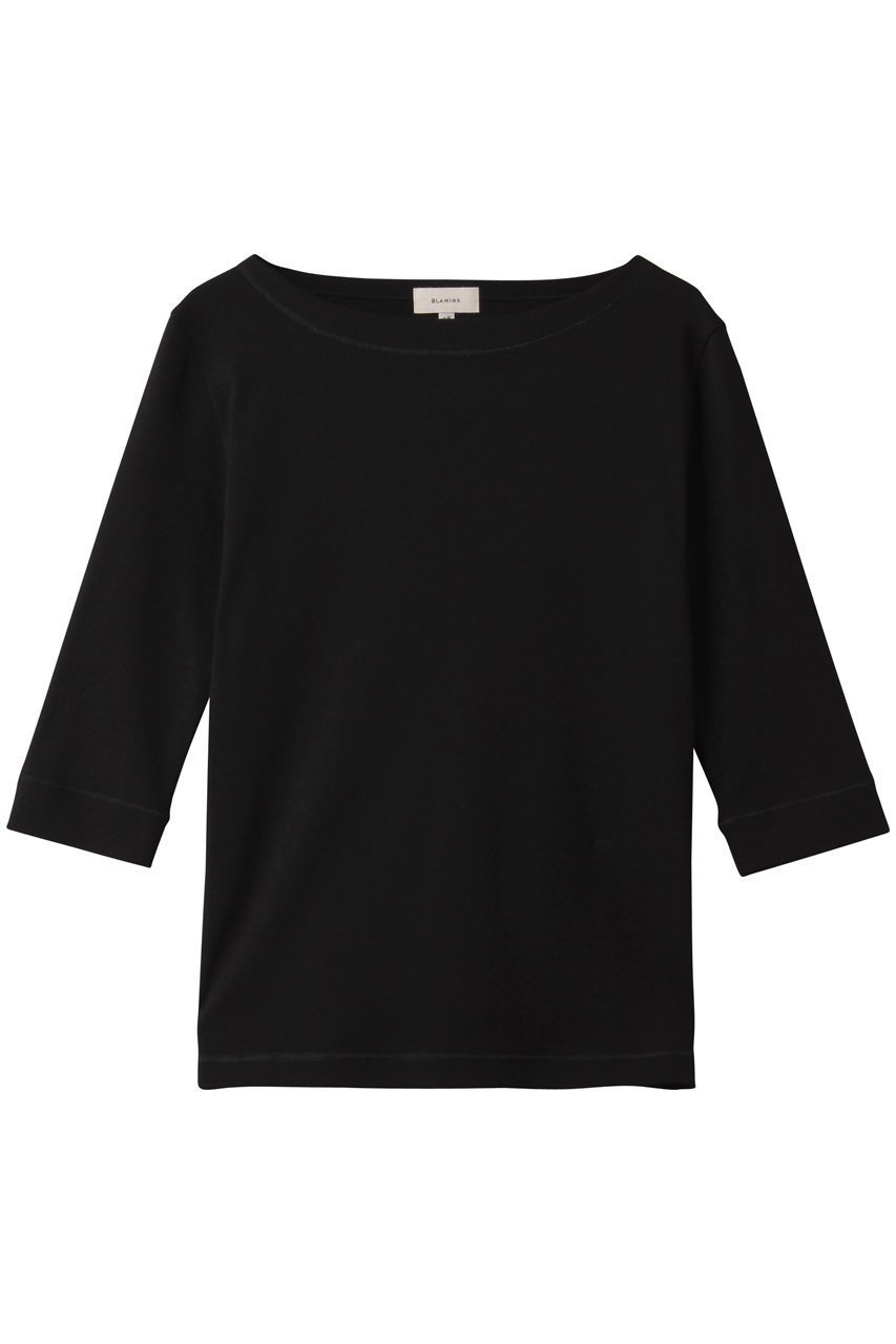 【ブラミンク/BLAMINK】の【BLMK】リブハーフスリーブ インテリア・キッズ・メンズ・レディースファッション・服の通販 founy(ファニー) 　ファッション　Fashion　レディースファッション　Fashion for Women　トップス・カットソー　Cut & Sew Tops　シャツ・ブラウス・オフィスカジュアル　Elegant Blouses & Button-Ups　ロングTシャツ・Tシャツ　Longline T-Shirts & Tees　カットソー・ベーシックTシャツ　Cut-and-Sewn Tops / Stretch Tees & Basics　2026年　2026　ショート　Short, Short Length　スリーブ　Sleeve, Long Sleeve / Short Sleeve　デコルテ　Décolleté, Neckline　ハーフ　Half, Half-Length　フロント　Front, Front Design　エレガント 上品　Elegant　夏　Summer　春　Spring　S/S・春夏　SS, Spring/Summer, Warm Season　ブラック|ID: prp329100004838711 ipo3291000000036188893