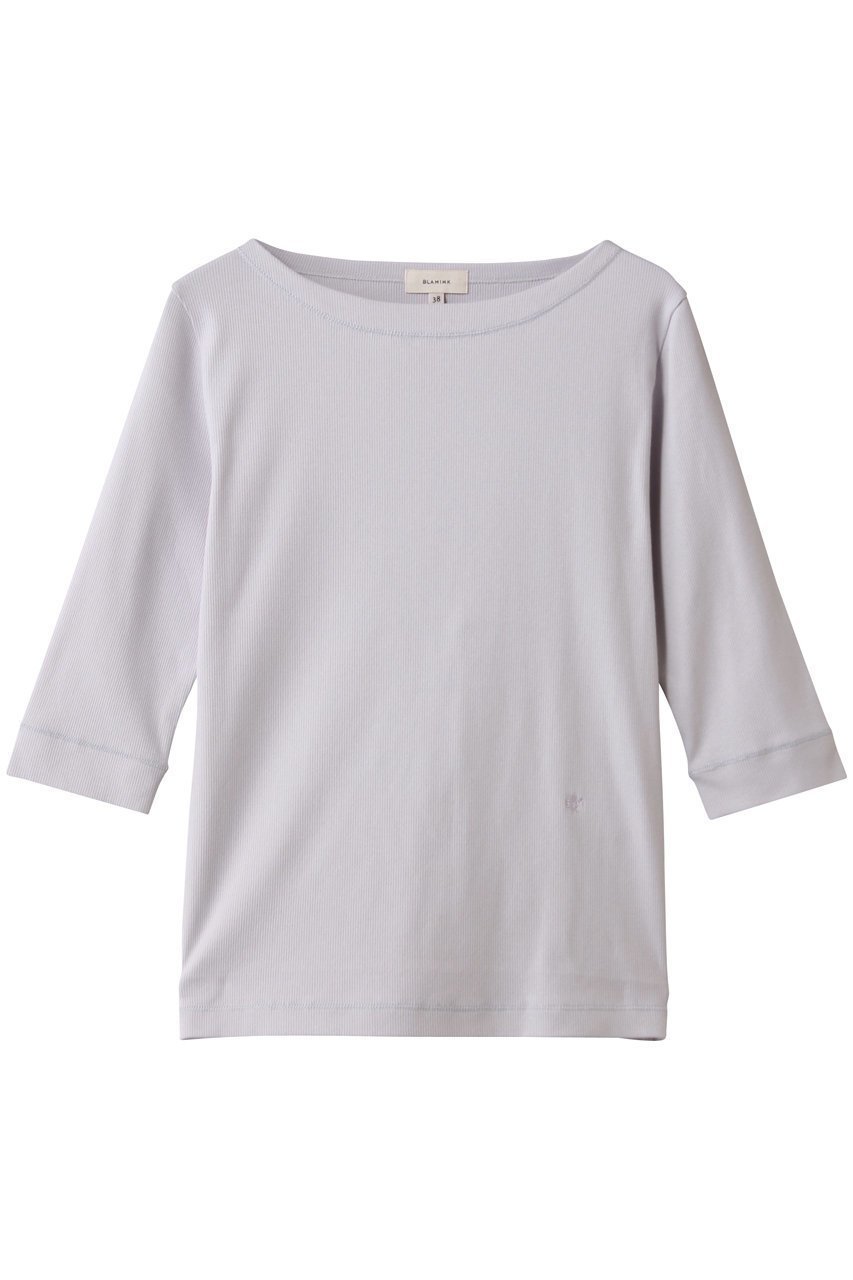 【ブラミンク/BLAMINK】の【BLMK】リブハーフスリーブ インテリア・キッズ・メンズ・レディースファッション・服の通販 founy(ファニー) 　ファッション　Fashion　レディースファッション　Fashion for Women　トップス・カットソー　Cut & Sew Tops　シャツ・ブラウス・オフィスカジュアル　Elegant Blouses & Button-Ups　ロングTシャツ・Tシャツ　Longline T-Shirts & Tees　カットソー・ベーシックTシャツ　Cut-and-Sewn Tops / Stretch Tees & Basics　2026年　2026　ショート　Short, Short Length　スリーブ　Sleeve, Long Sleeve / Short Sleeve　デコルテ　Décolleté, Neckline　ハーフ　Half, Half-Length　フロント　Front, Front Design　エレガント 上品　Elegant　夏　Summer　春　Spring　S/S・春夏　SS, Spring/Summer, Warm Season　ライトグレー|ID: prp329100004838711 ipo3291000000036188894