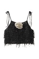 【ルール ロジェット/leur logette】のシアーフリンジキャミトップス 人気、トレンドファッション・服の通販 founy(ファニー) ファッション Fashion レディースファッション Fashion for Women トップス・カットソー Cut & Sew Tops キャミソール&ノースリーブ Camisoles & Sleeveless Tops シャツ・ブラウス・オフィスカジュアル Elegant Blouses & Button-Ups ロングTシャツ・Tシャツ Longline T-Shirts & Tees カットソー・ベーシックTシャツ Cut-and-Sewn Tops / Stretch Tees & Basics 2026年 2026 イタリア Italy キャミソール Camisole, Spaghetti Strap Top ジャカード/ジャガード Jacquard, Woven Pattern スパンコール Sequins, Sequin Embellishment タンク Tank Top, Sleeveless Top フリンジ Fringe, Tassel フロント Front, Front Design ランダム Random, Irregular 夏 Summer 春 Spring S/S・春夏 SS, Spring/Summer, Warm Season |ID:prp329100004838757