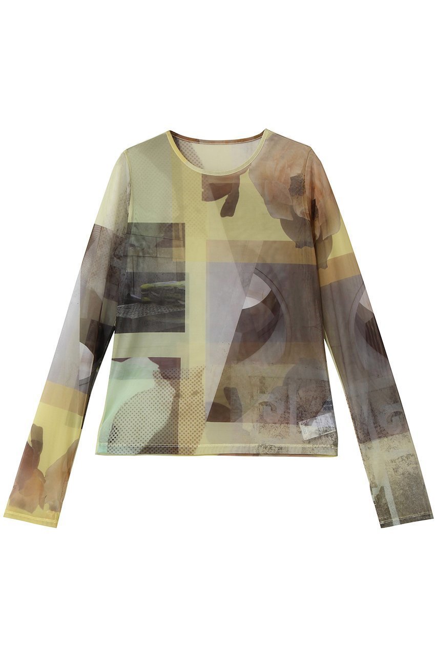 【メゾンスペシャル/MAISON SPECIAL】のPhoto Collage Mesh Tops/フォトコラージメッシュトップス インテリア・キッズ・メンズ・レディースファッション・服の通販 founy(ファニー) 　ファッション　Fashion　レディースファッション　Fashion for Women　トップス・カットソー　Cut & Sew Tops　シャツ・ブラウス・オフィスカジュアル　Elegant Blouses & Button-Ups　ロングTシャツ・Tシャツ　Longline T-Shirts & Tees　カットソー・ベーシックTシャツ　Cut-and-Sewn Tops / Stretch Tees & Basics　2026年　2026　インナー　Innerwear　キャミソール　Camisole, Spaghetti Strap Top　シアー　Sheer, See-Through　スリーブ　Sleeve, Long Sleeve / Short Sleeve　プリント　Print, Printed Pattern　メッシュ　Mesh, Net Fabric　ロング　Long, Long-Length　夏　Summer　春　Spring　S/S・春夏　SS, Spring/Summer, Warm Season　YEL(イエロー)|ID: prp329100004838770 ipo3291000000035260351