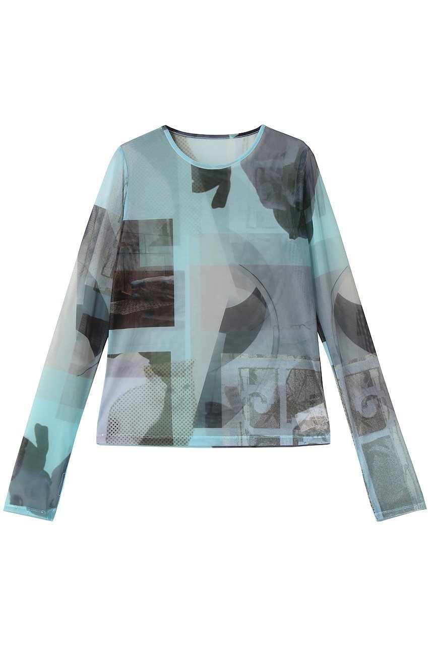 【メゾンスペシャル/MAISON SPECIAL】のPhoto Collage Mesh Tops/フォトコラージメッシュトップス インテリア・キッズ・メンズ・レディースファッション・服の通販 founy(ファニー) 　ファッション　Fashion　レディースファッション　Fashion for Women　トップス・カットソー　Cut & Sew Tops　シャツ・ブラウス・オフィスカジュアル　Elegant Blouses & Button-Ups　ロングTシャツ・Tシャツ　Longline T-Shirts & Tees　カットソー・ベーシックTシャツ　Cut-and-Sewn Tops / Stretch Tees & Basics　2026年　2026　インナー　Innerwear　キャミソール　Camisole, Spaghetti Strap Top　シアー　Sheer, See-Through　スリーブ　Sleeve, Long Sleeve / Short Sleeve　プリント　Print, Printed Pattern　メッシュ　Mesh, Net Fabric　ロング　Long, Long-Length　夏　Summer　春　Spring　S/S・春夏　SS, Spring/Summer, Warm Season　BLU(ブルー)|ID: prp329100004838770 ipo3291000000035260352