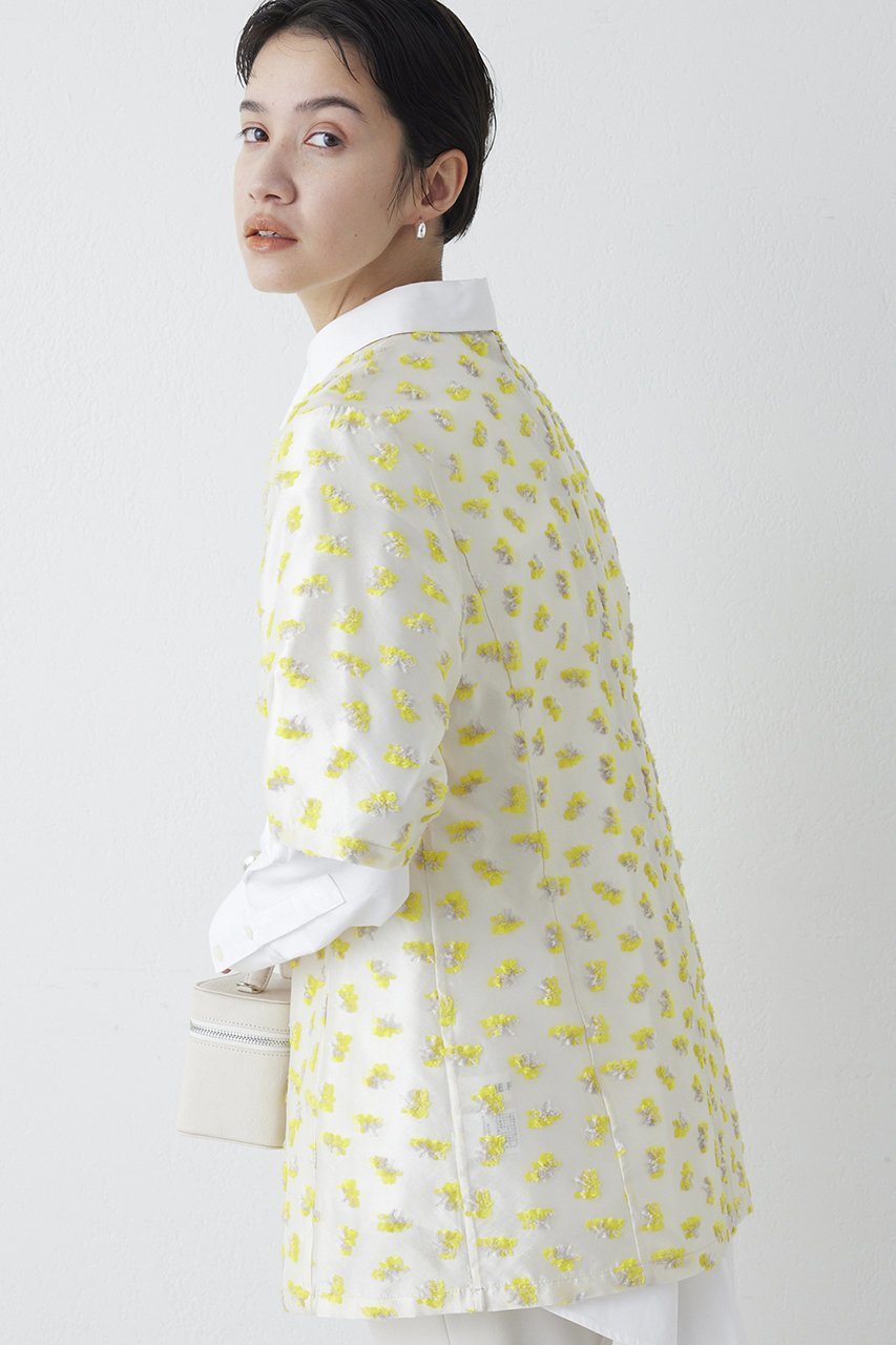 【ウィムガゼット/Whim Gazette】の【THE PAUSE】フラワージャガードブラウス 人気、トレンドファッション・服の通販 founy(ファニー) 　ファッション　Fashion　レディースファッション　Fashion for Women　トップス・カットソー　Cut & Sew Tops　シャツ・ブラウス・オフィスカジュアル　Elegant Blouses & Button-Ups　2026年　2026　イエロー　Yellow　オーガンジー　Organza Fabric　シアー　Sheer, See-Through　シェイプ　Shape, Slim Fit　ショート　Short, Short Length　シンプル　Simple, Minimal　ジャカード／ジャガード　Jacquard, Woven Pattern　スリーブ　Sleeve, Long Sleeve / Short Sleeve　フラワー　Flower, Floral　ボトム　Bottoms, Lower Wear　夏　Summer　春　Spring　S/S・春夏　SS, Spring/Summer, Warm Season　other-2|ID: prp329100004838777 ipo3291000000035260415