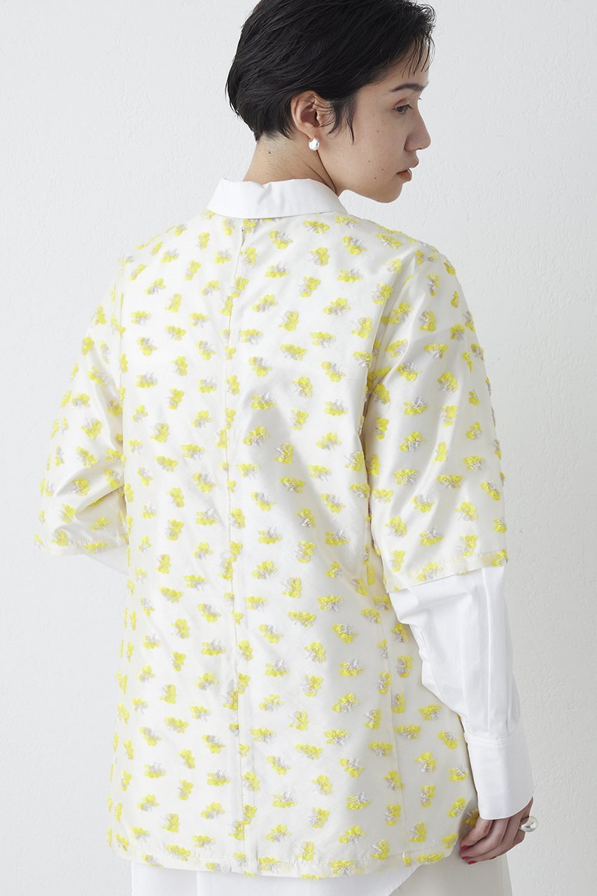 【ウィムガゼット/Whim Gazette】の【THE PAUSE】フラワージャガードブラウス 人気、トレンドファッション・服の通販 founy(ファニー) 　ファッション　Fashion　レディースファッション　Fashion for Women　トップス・カットソー　Cut & Sew Tops　シャツ・ブラウス・オフィスカジュアル　Elegant Blouses & Button-Ups　2026年　2026　イエロー　Yellow　オーガンジー　Organza Fabric　シアー　Sheer, See-Through　シェイプ　Shape, Slim Fit　ショート　Short, Short Length　シンプル　Simple, Minimal　ジャカード／ジャガード　Jacquard, Woven Pattern　スリーブ　Sleeve, Long Sleeve / Short Sleeve　フラワー　Flower, Floral　ボトム　Bottoms, Lower Wear　夏　Summer　春　Spring　S/S・春夏　SS, Spring/Summer, Warm Season　other-3|ID: prp329100004838777 ipo3291000000035260416