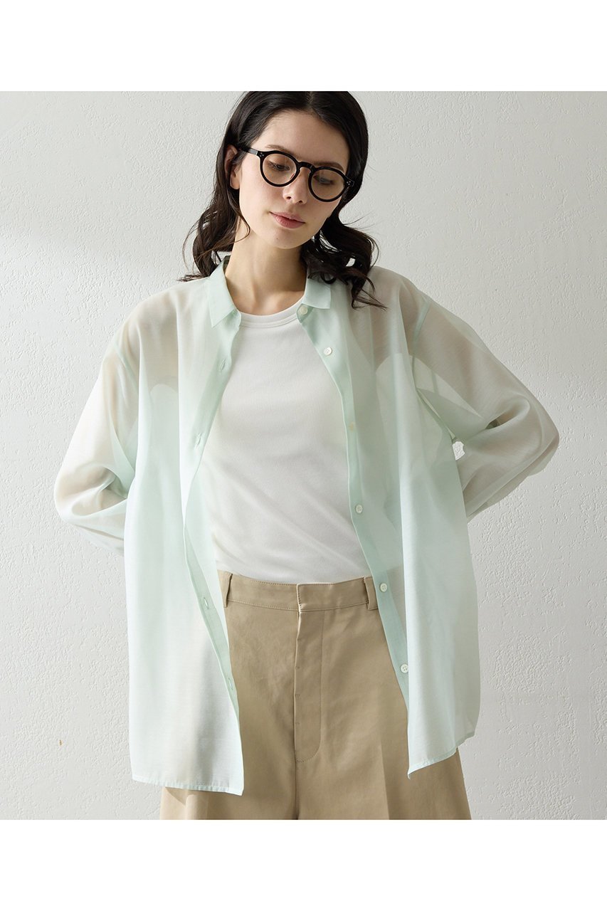 【ウィムガゼット/Whim Gazette】の【THE PAUSE】シアーオーガンジーシャツ インテリア・キッズ・メンズ・レディースファッション・服の通販 founy(ファニー) 　ファッション　Fashion　レディースファッション　Fashion for Women　トップス・カットソー　Cut & Sew Tops　シャツ・ブラウス・オフィスカジュアル　Elegant Blouses & Button-Ups　2026年　2026　インナー　Innerwear　オーガンジー　Organza Fabric　カットソー　Cut and Sewn Top　シアー　Sheer, See-Through　スリーブ　Sleeve, Long Sleeve / Short Sleeve　ロング　Long, Long-Length　夏　Summer　春　Spring　S/S・春夏　SS, Spring/Summer, Warm Season　ミント|ID: prp329100004838778 ipo3291000000035260422