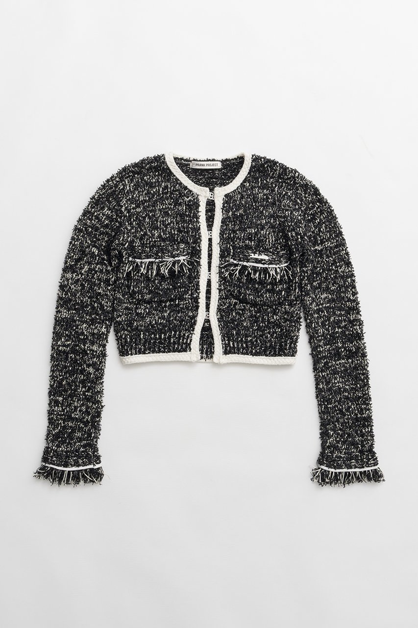 【プランク プロジェクト/PRANK PROJECT】のフロントチャームニットジャケット 人気、トレンドファッション・服の通販 founy(ファニー) 　ファッション　Fashion　レディースファッション　Fashion for Women　アウター　Coat / Outerwear Collection　レディースジャケット・軽アウター　Jackets　コンパクト　Compact, Small Size　ジャケット　Jacket, Outerwear　デニム　Denim, Jeans Material　ハーフ　Half, Half-Length　フロント　Front, Front Design　エレガント 上品　Elegant　新作・新入荷　New Arrivals / New In　 other-1|ID: prp329100004838790 ipo3291000000035260543