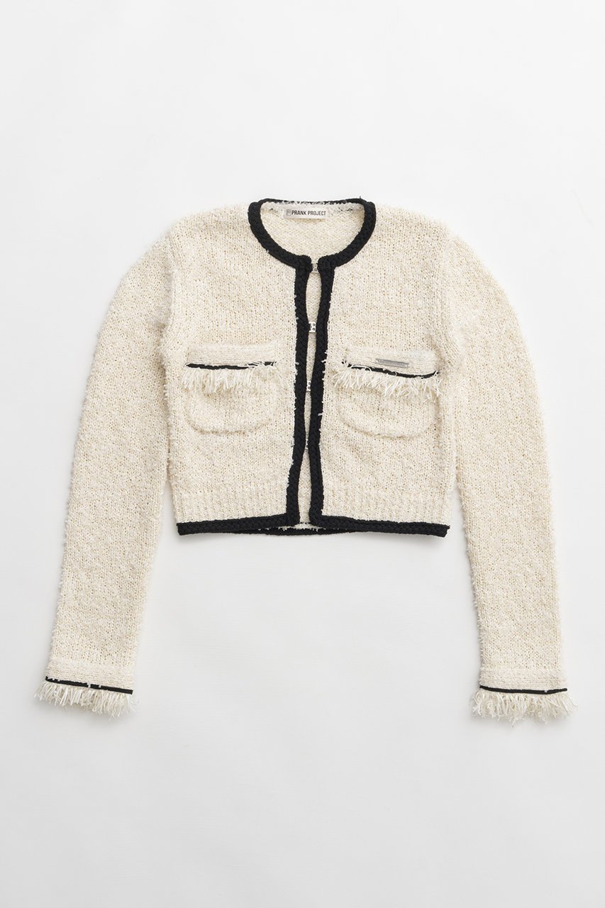 【プランク プロジェクト/PRANK PROJECT】のフロントチャームニットジャケット インテリア・キッズ・メンズ・レディースファッション・服の通販 founy(ファニー) 　ファッション　Fashion　レディースファッション　Fashion for Women　アウター　Coat / Outerwear Collection　レディースジャケット・軽アウター　Jackets　コンパクト　Compact, Small Size　ジャケット　Jacket, Outerwear　デニム　Denim, Jeans Material　ハーフ　Half, Half-Length　フロント　Front, Front Design　エレガント 上品　Elegant　新作・新入荷　New Arrivals / New In　WHT(ホワイト)|ID: prp329100004838790 ipo3291000000035260545