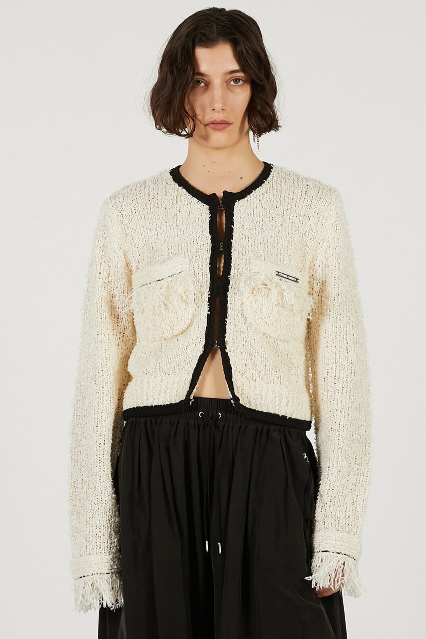 【プランク プロジェクト/PRANK PROJECT】のフロントチャームニットジャケット 人気、トレンドファッション・服の通販 founy(ファニー) 　ファッション　Fashion　レディースファッション　Fashion for Women　アウター　Coat / Outerwear Collection　レディースジャケット・軽アウター　Jackets　コンパクト　Compact, Small Size　ジャケット　Jacket, Outerwear　デニム　Denim, Jeans Material　ハーフ　Half, Half-Length　フロント　Front, Front Design　エレガント 上品　Elegant　新作・新入荷　New Arrivals / New In　other-2|ID: prp329100004838790 ipo3291000000035260546