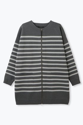 【レリル/lelill】 ハイテクニット/ボーダーZIPコート人気、トレンドファッション・服の通販 founy(ファニー) ファッション Fashion レディースファッション Fashion for Women カーディガン Cardigan, Knitwear ダブル Double, Double-Breasted ボーダー Border, Stripe 冬 Winter / This Winter 新作・新入荷 New Arrivals / New In |ID:prp329100004839285