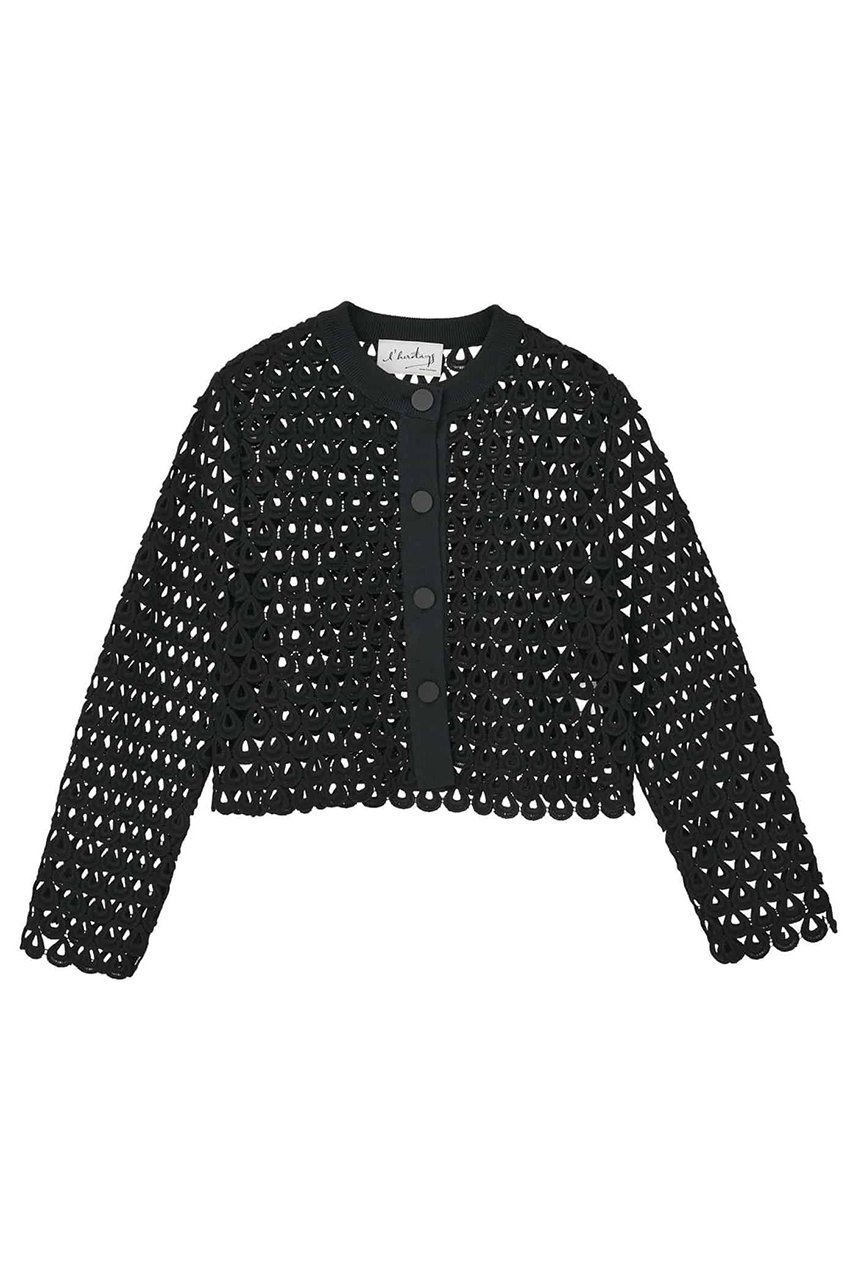 【マルティニーク/martinique】の【l heritage martinique】クロッシェ風レースカーディガン インテリア・キッズ・メンズ・レディースファッション・服の通販 founy(ファニー) ファッション Fashion レディースファッション Fashion for Women トップス・カットソー Cut & Sew Tops ニット Knit Tops & Sweaters カーディガン・羽織り Layered Style Cardigans おすすめ Recommended / Our Picks オケージョン Occasion Wear カーディガン Cardigan, Knitwear ジャケット Jacket, Outerwear メタル Metal, Metal Parts レース Lace, Lace Fabric 新作・新入荷 New Arrivals / New In ブラック|ID: prp329100004839287 ipo3291000000035264506