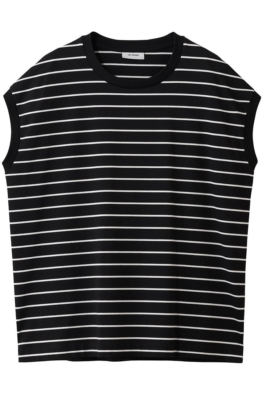 【ザ リラクス/THE RERACS】のボーダースリーブレスTシャツ 人気、トレンドファッション・服の通販 founy(ファニー) 　ファッション　Fashion　レディースファッション　Fashion for Women　トップス・カットソー　Cut & Sew Tops　シャツ・ブラウス・オフィスカジュアル　Elegant Blouses & Button-Ups　ロングTシャツ・Tシャツ　Longline T-Shirts & Tees　カットソー・ベーシックTシャツ　Cut-and-Sewn Tops / Stretch Tees & Basics　2026年　2026　インナー　Innerwear　カッティング　Cutting Detail　ショルダー　Shoulder, Shoulder Strap　ショート　Short, Short Length　ジャケット　Jacket, Outerwear　スリーブ　Sleeve, Long Sleeve / Short Sleeve　ボーダー　Border, Stripe　モダン　Modern, Contemporary　ワイド　Wide, Wide Fit　夏　Summer　定番　Standard, Basic Item　春　Spring　S/S・春夏　SS, Spring/Summer, Warm Season　 other-1|ID: prp329100004840504 ipo3291000000036030795