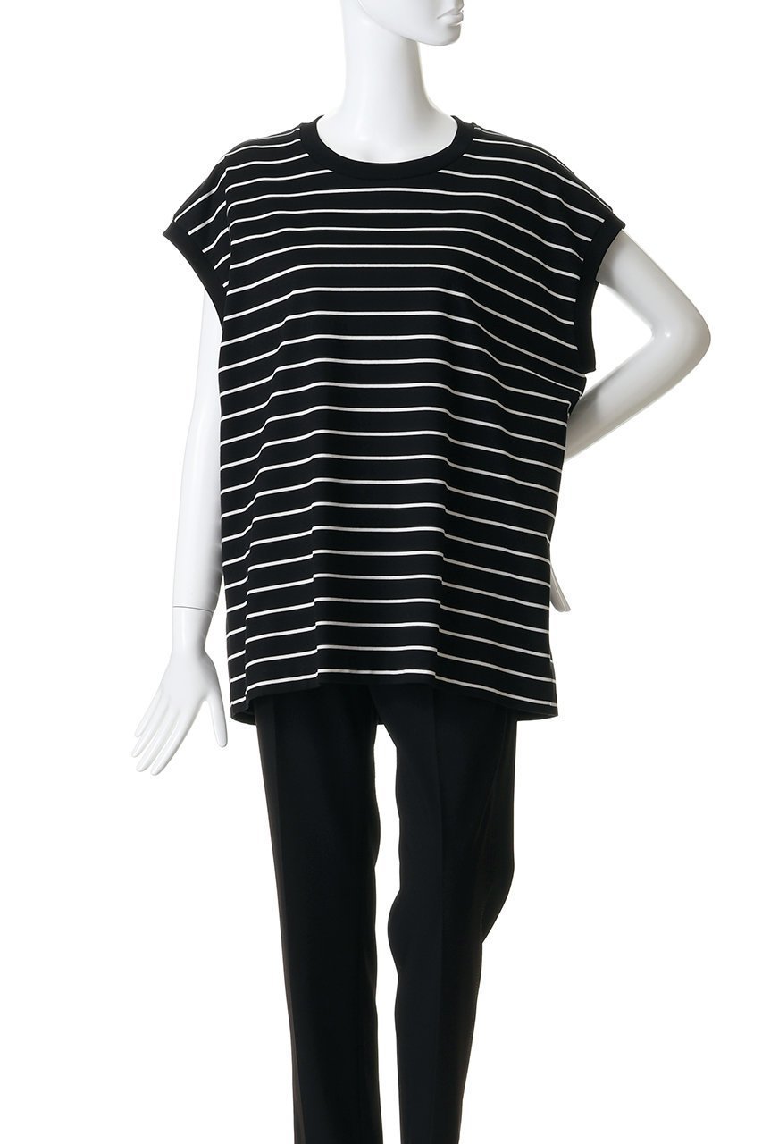 【ザ リラクス/THE RERACS】のボーダースリーブレスTシャツ 人気、トレンドファッション・服の通販 founy(ファニー) 　ファッション　Fashion　レディースファッション　Fashion for Women　トップス・カットソー　Cut & Sew Tops　シャツ・ブラウス・オフィスカジュアル　Elegant Blouses & Button-Ups　ロングTシャツ・Tシャツ　Longline T-Shirts & Tees　カットソー・ベーシックTシャツ　Cut-and-Sewn Tops / Stretch Tees & Basics　2026年　2026　インナー　Innerwear　カッティング　Cutting Detail　ショルダー　Shoulder, Shoulder Strap　ショート　Short, Short Length　ジャケット　Jacket, Outerwear　スリーブ　Sleeve, Long Sleeve / Short Sleeve　ボーダー　Border, Stripe　モダン　Modern, Contemporary　ワイド　Wide, Wide Fit　夏　Summer　定番　Standard, Basic Item　春　Spring　S/S・春夏　SS, Spring/Summer, Warm Season　other-2|ID: prp329100004840504 ipo3291000000036030800