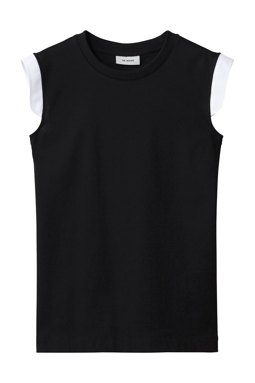【ザ リラクス/THE RERACS】のショルダースイッチングタンクトップ インテリア・キッズ・メンズ・レディースファッション・服の通販 founy(ファニー) 　ファッション　Fashion　レディースファッション　Fashion for Women　トップス・カットソー　Cut & Sew Tops　キャミソール&ノースリーブ　Camisoles & Sleeveless Tops　シャツ・ブラウス・オフィスカジュアル　Elegant Blouses & Button-Ups　ロングTシャツ・Tシャツ　Longline T-Shirts & Tees　カットソー・ベーシックTシャツ　Cut-and-Sewn Tops / Stretch Tees & Basics　2026年　2026　なめらか　Smooth, Silky Texture　インナー　Innerwear　キャミソール　Camisole, Spaghetti Strap Top　コンパクト　Compact, Small Size　ショルダー　Shoulder, Shoulder Strap　シンプル　Simple, Minimal　ジャケット　Jacket, Outerwear　タンク　Tank Top, Sleeveless Top　バランス　Balance, Style Balance　夏　Summer　春　Spring　S/S・春夏　SS, Spring/Summer, Warm Season　ブラック×ホワイト|ID: prp329100004840510 ipo3291000000035468270