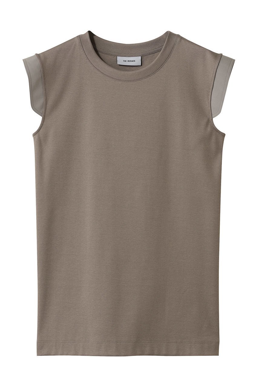【ザ リラクス/THE RERACS】のショルダースイッチングタンクトップ インテリア・キッズ・メンズ・レディースファッション・服の通販 founy(ファニー) 　ファッション　Fashion　レディースファッション　Fashion for Women　トップス・カットソー　Cut & Sew Tops　キャミソール&ノースリーブ　Camisoles & Sleeveless Tops　シャツ・ブラウス・オフィスカジュアル　Elegant Blouses & Button-Ups　ロングTシャツ・Tシャツ　Longline T-Shirts & Tees　カットソー・ベーシックTシャツ　Cut-and-Sewn Tops / Stretch Tees & Basics　2026年　2026　なめらか　Smooth, Silky Texture　インナー　Innerwear　キャミソール　Camisole, Spaghetti Strap Top　コンパクト　Compact, Small Size　ショルダー　Shoulder, Shoulder Strap　シンプル　Simple, Minimal　ジャケット　Jacket, Outerwear　タンク　Tank Top, Sleeveless Top　バランス　Balance, Style Balance　夏　Summer　春　Spring　S/S・春夏　SS, Spring/Summer, Warm Season　グレージュ|ID: prp329100004840510 ipo3291000000035468271