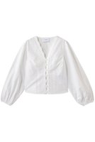 【マーレット/MERLETTE】のEVA アイレットレース Vネックボタンブラウス 人気、トレンドファッション・服の通販 founy(ファニー) ファッション Fashion レディースファッション Fashion for Women トップス・カットソー Cut & Sew Tops シャツ・ブラウス・オフィスカジュアル Elegant Blouses & Button-Ups Vネックトップス V-Neck Tops / V-Cut Neckline Shirts 2026年 2026 アイレット Eyelet Lace エレガント 上品 Elegant ショート Short, Short Length スカラップ Scallop, Scalloped Edge スリーブ Sleeve, Long Sleeve / Short Sleeve ドレス Dress, One-Piece フェミニン Feminine, Girly フレア Flare, Flared ロング Long, Long-Length 夏 Summer 春 Spring S/S・春夏 SS, Spring/Summer, Warm Season |ID:prp329100004840590