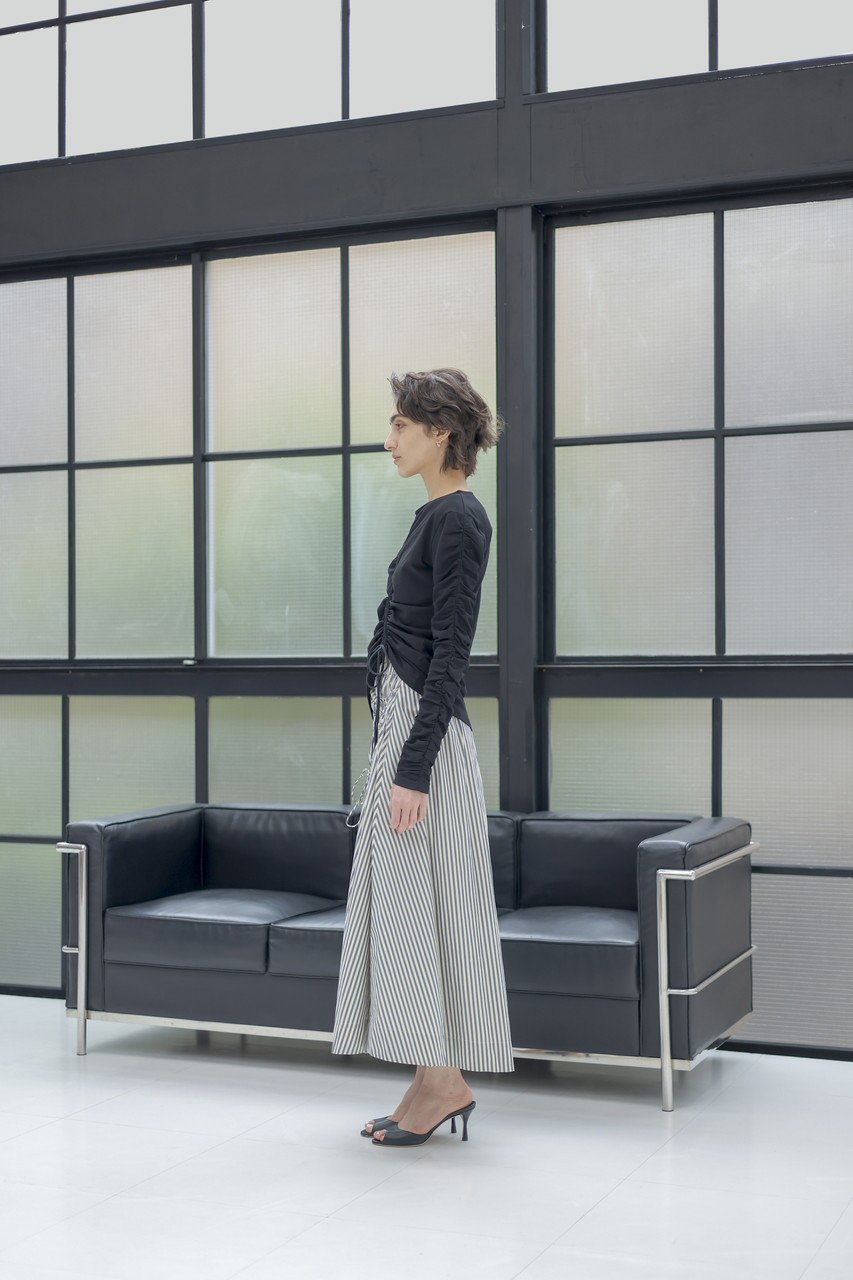 【マーレット/MERLETTE】のSABINE アシンメトリーギャザーストライプスカート 人気、トレンドファッション・服の通販 founy(ファニー) 　ファッション　Fashion　レディースファッション　Fashion for Women　スカート　Skirts　ロングスカート　Long Skirts / Maxi & Midi Skirts　2026年　2026　アシンメトリー　Asymmetrical Style　ギャザー　Gathered, Ruffled　ストライプ　Stripe, Striped Pattern　モダン　Modern, Contemporary　リラックス　Relax, Relaxed Fit　ロング　Long, Long-Length　夏　Summer　春　Spring　S/S・春夏　SS, Spring/Summer, Warm Season　other-7|ID: prp329100004840591 ipo3291000000036168268