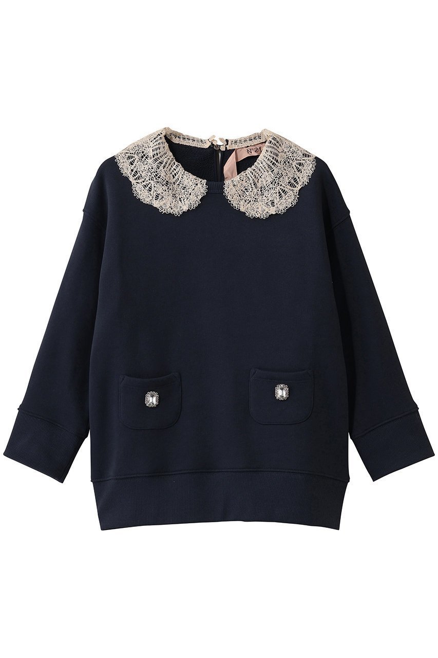 【ヌメロ ヴェントゥーノ/N°21】のレース カラー プルオーバー 人気、トレンドファッション・服の通販 founy(ファニー) 　ファッション　Fashion　レディースファッション　Fashion for Women　トップス・カットソー　Cut & Sew Tops　シャツ・ブラウス・オフィスカジュアル　Elegant Blouses & Button-Ups　ロングTシャツ・Tシャツ　Longline T-Shirts & Tees　カジュアルプルオーバー・ニットトップス　Pullovers & Knit Tops / Casual Pullovers　カットソー・ベーシックTシャツ　Cut-and-Sewn Tops / Stretch Tees & Basics　2026年　2026　おすすめ　Recommended / Our Picks　ジャケット　Jacket, Outerwear　スリーブ　Sleeve, Long Sleeve / Short Sleeve　フェミニン　Feminine, Girly　ポケット　Pocket, Pocket Detail　レース　Lace, Lace Fabric　ロング　Long, Long-Length　エレガント 上品　Elegant　夏　Summer　春　Spring　S/S・春夏　SS, Spring/Summer, Warm Season　 other-1|ID: prp329100004843166 ipo3291000000035290442