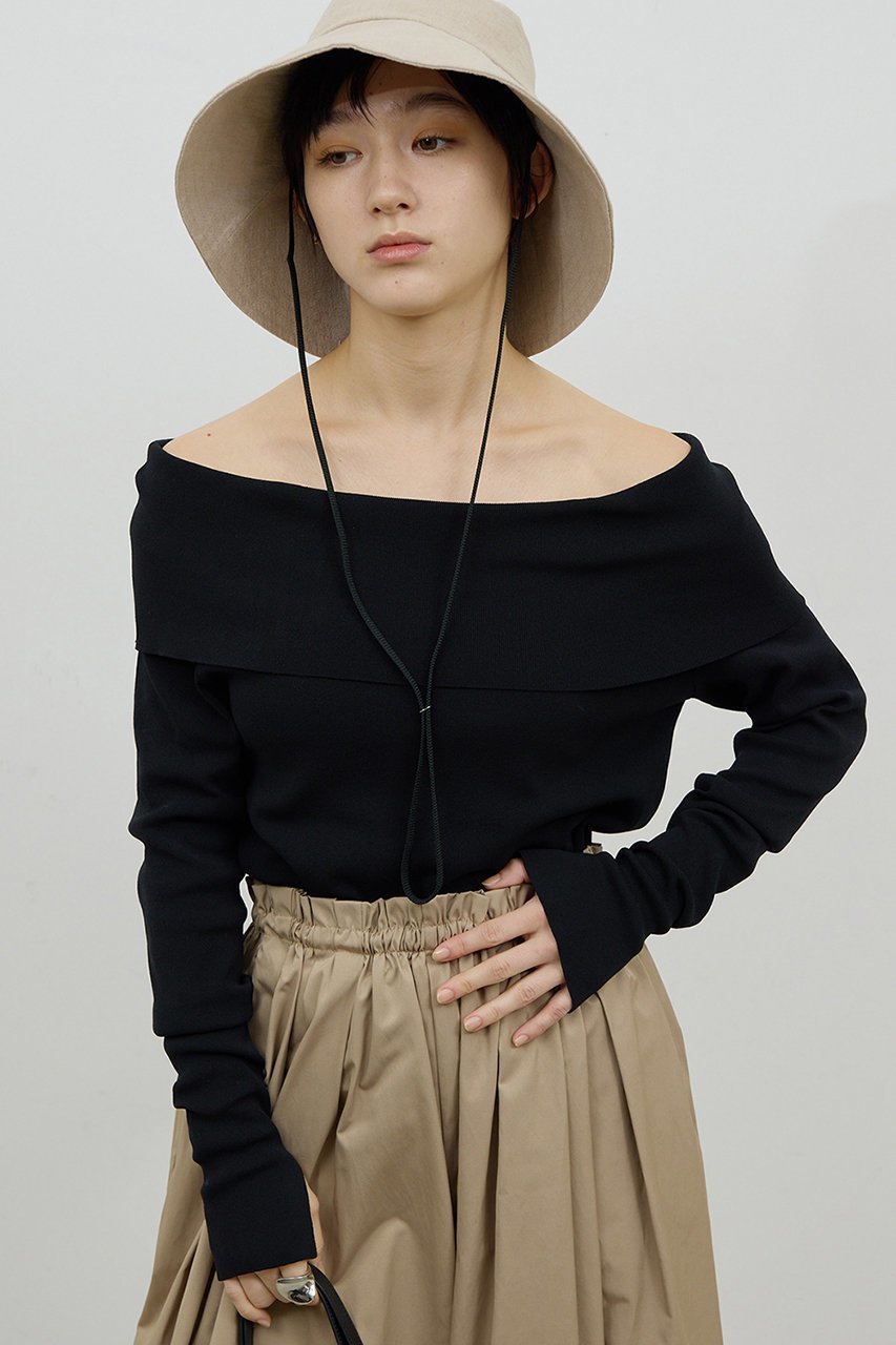 【ガリャルダガランテ/GALLARDAGALANTE】のオフショルニット インテリア・キッズ・メンズ・レディースファッション・服の通販 founy(ファニー) 　ファッション　Fashion　レディースファッション　Fashion for Women　トップス・カットソー　Cut & Sew Tops　ニット　Knit Tops & Sweaters　カジュアルプルオーバー・ニットトップス　Pullovers & Knit Tops / Casual Pullovers　2026年　2026　エレガント 上品　Elegant　シンプル　Simple, Minimal　スリット　Slit, Slit Detail　バランス　Balance, Style Balance　ワイド　Wide, Wide Fit　今季　This Season, Current Season　夏　Summer　春　Spring　S/S・春夏　SS, Spring/Summer, Warm Season　ブラック|ID: prp329100004843198 ipo3291000000035293838