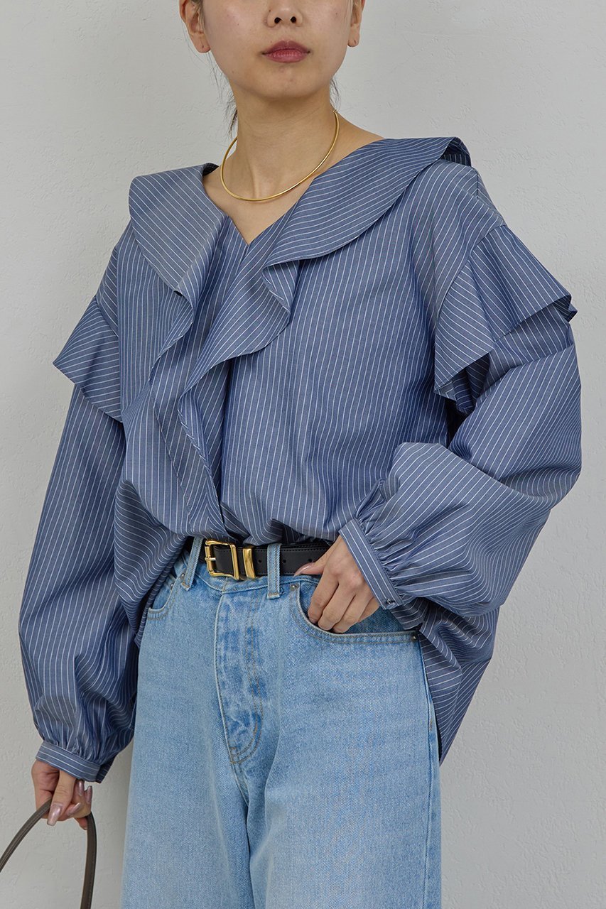 【ガリャルダガランテ/GALLARDAGALANTE】のラッフルフリルブラウス 人気、トレンドファッション・服の通販 founy(ファニー) 　ファッション　Fashion　レディースファッション　Fashion for Women　トップス・カットソー　Cut & Sew Tops　シャツ・ブラウス・オフィスカジュアル　Elegant Blouses & Button-Ups　2026年　2026　エレガント 上品　Elegant　スリーブ　Sleeve, Long Sleeve / Short Sleeve　デニム　Denim, Jeans Material　フリル　Frill, Ruffle　ロング　Long, Long-Length　夏　Summer　春　Spring　S/S・春夏　SS, Spring/Summer, Warm Season　other-5|ID: prp329100004843199 ipo3291000000035293851