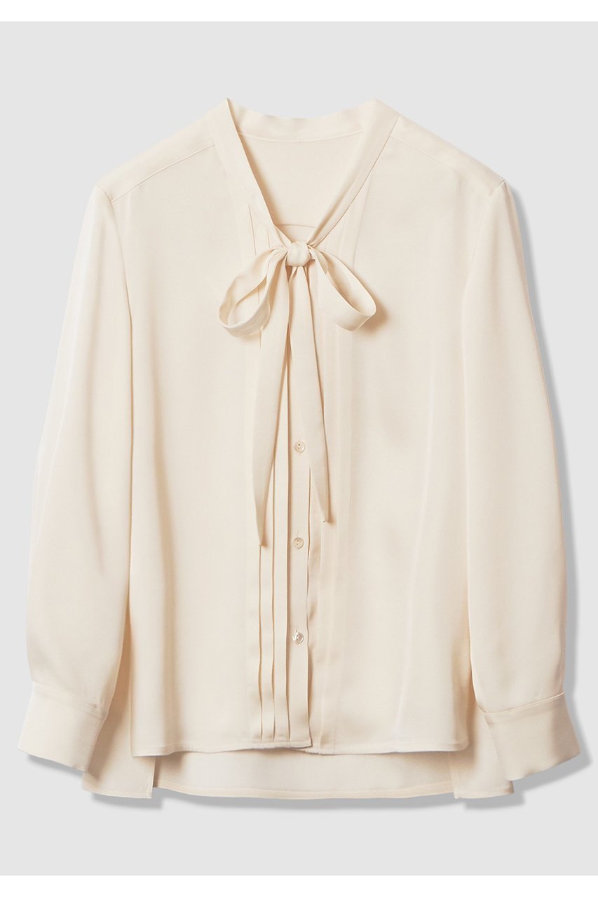 【アナイ/ANAYI】の【セットアップ対象商品】ストレッチダブルサテンボウタックブラウス インテリア・キッズ・メンズ・レディースファッション・服の通販 founy(ファニー) 　ファッション　Fashion　レディースファッション　Fashion for Women　トップス・カットソー　Cut & Sew Tops　シャツ・ブラウス・オフィスカジュアル　Elegant Blouses & Button-Ups　2026年　2026　なめらか　Smooth, Silky Texture　サテン　Satin, Glossy Fabric　ジャケット　Jacket, Outerwear　ストレッチ　Stretch, Stretchy Fabric　スリーブ　Sleeve, Long Sleeve / Short Sleeve　セットアップ　Set-Up, Coordinated Outfit　リボン　Ribbon, Bow　ロング　Long, Long-Length　エレガント 上品　Elegant　夏　Summer　春　Spring　S/S・春夏　SS, Spring/Summer, Warm Season　長袖　Long Sleeve, Full Sleeve　ホワイト|ID: prp329100004843206 ipo3291000000035293912