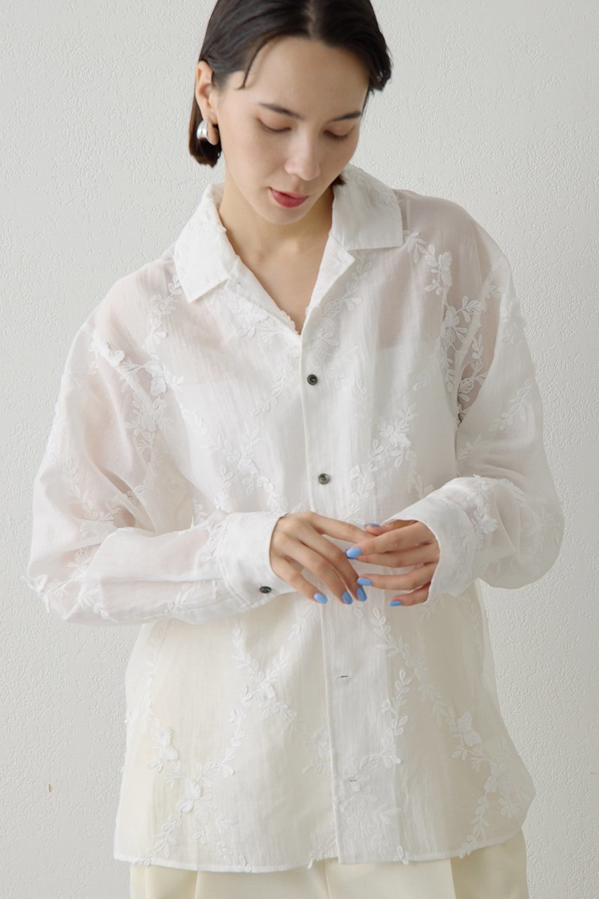 【ウィムガゼット/Whim Gazette】の3D刺繍シャツ 人気、トレンドファッション・服の通販 founy(ファニー) 　ファッション　Fashion　レディースファッション　Fashion for Women　トップス・カットソー　Cut & Sew Tops　シャツ・ブラウス・オフィスカジュアル　Elegant Blouses & Button-Ups　2026年　2026　おすすめ　Recommended / Our Picks　オーガンジー　Organza Fabric　スリーブ　Sleeve, Long Sleeve / Short Sleeve　ロング　Long, Long-Length　ヴィンテージ　Vintage Style　別注　Limited Edition, Custom Order　夏　Summer　春　Spring　S/S・春夏　SS, Spring/Summer, Warm Season　 other-1|ID: prp329100004843224 ipo3291000000035294077