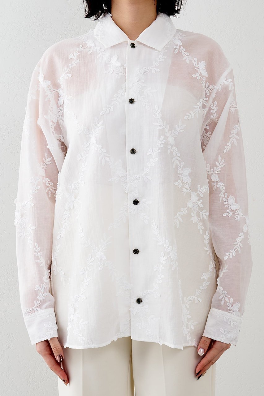 【ウィムガゼット/Whim Gazette】の3D刺繍シャツ 人気、トレンドファッション・服の通販 founy(ファニー) 　ファッション　Fashion　レディースファッション　Fashion for Women　トップス・カットソー　Cut & Sew Tops　シャツ・ブラウス・オフィスカジュアル　Elegant Blouses & Button-Ups　2026年　2026　おすすめ　Recommended / Our Picks　オーガンジー　Organza Fabric　スリーブ　Sleeve, Long Sleeve / Short Sleeve　ロング　Long, Long-Length　ヴィンテージ　Vintage Style　別注　Limited Edition, Custom Order　夏　Summer　春　Spring　S/S・春夏　SS, Spring/Summer, Warm Season　other-6|ID: prp329100004843224 ipo3291000000036079951