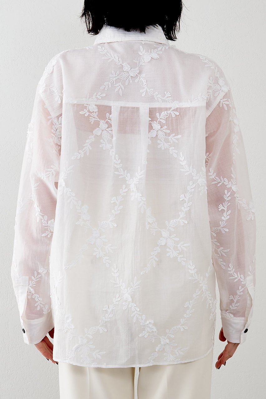 【ウィムガゼット/Whim Gazette】の3D刺繍シャツ 人気、トレンドファッション・服の通販 founy(ファニー) 　ファッション　Fashion　レディースファッション　Fashion for Women　トップス・カットソー　Cut & Sew Tops　シャツ・ブラウス・オフィスカジュアル　Elegant Blouses & Button-Ups　2026年　2026　おすすめ　Recommended / Our Picks　オーガンジー　Organza Fabric　スリーブ　Sleeve, Long Sleeve / Short Sleeve　ロング　Long, Long-Length　ヴィンテージ　Vintage Style　別注　Limited Edition, Custom Order　夏　Summer　春　Spring　S/S・春夏　SS, Spring/Summer, Warm Season　other-8|ID: prp329100004843224 ipo3291000000036079953