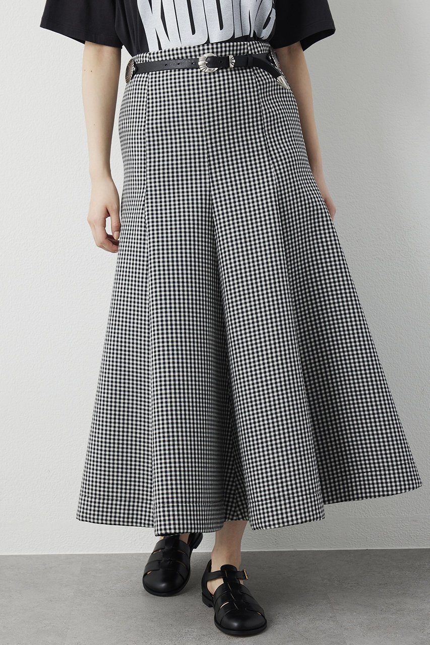 【ウィムガゼット/Whim Gazette】のボンディングギンガムスカート インテリア・キッズ・メンズ・レディースファッション・服の通販 founy(ファニー) 　ファッション　Fashion　レディースファッション　Fashion for Women　スカート　Skirts　ロングスカート　Long Skirts / Maxi & Midi Skirts　2026年　2026　ギンガム　Gingham, Gingham Fabric　クラシカル　Classical, Vintage-Inspired　シンプル　Simple, Minimal　チェック　Check, Plaid, Tartan　バランス　Balance, Style Balance　フレア　Flare, Flared　ボンディング　Bonding, Bonded Fabric　ロング　Long, Long-Length　夏　Summer　春　Spring　S/S・春夏　SS, Spring/Summer, Warm Season　ブラック|ID: prp329100004843228 ipo3291000000035776085