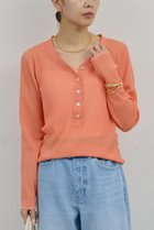 【ガリャルダガランテ/GALLARDAGALANTE】のシアーヘンリーニット 人気、トレンドファッション・服の通販 founy(ファニー) ファッション Fashion レディースファッション Fashion for Women トップス・カットソー Cut & Sew Tops ニット Knit Tops & Sweaters カジュアルプルオーバー・ニットトップス Pullovers & Knit Tops / Casual Pullovers 2026年 2026 インナー Innerwear オレンジ Orange コンパクト Compact, Small Size サロペット Overalls, Salopette シアー Sheer, See-Through ジャケット Jacket, Outerwear 夏 Summer 春 Spring S/S・春夏 SS, Spring/Summer, Warm Season thumbnail オレンジ|ID: prp329100004843235 ipo3291000000035294168