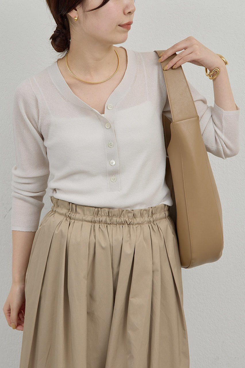 【ガリャルダガランテ/GALLARDAGALANTE】のシアーヘンリーニット 人気、トレンドファッション・服の通販 founy(ファニー) 　ファッション　Fashion　レディースファッション　Fashion for Women　トップス・カットソー　Cut & Sew Tops　ニット　Knit Tops & Sweaters　カジュアルプルオーバー・ニットトップス　Pullovers & Knit Tops / Casual Pullovers　2026年　2026　インナー　Innerwear　オレンジ　Orange　コンパクト　Compact, Small Size　サロペット　Overalls, Salopette　シアー　Sheer, See-Through　ジャケット　Jacket, Outerwear　夏　Summer　春　Spring　S/S・春夏　SS, Spring/Summer, Warm Season　other-5|ID: prp329100004843235 ipo3291000000035294172