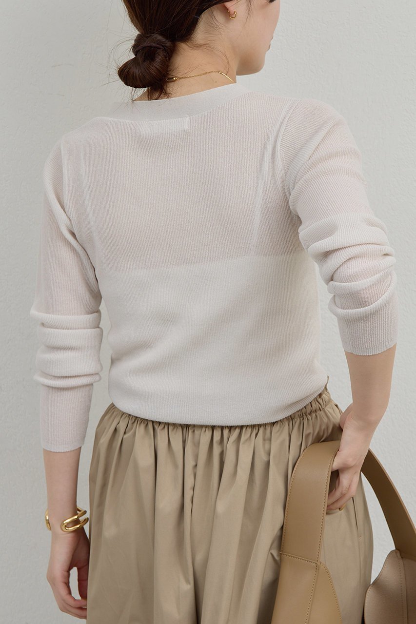 【ガリャルダガランテ/GALLARDAGALANTE】のシアーヘンリーニット 人気、トレンドファッション・服の通販 founy(ファニー) 　ファッション　Fashion　レディースファッション　Fashion for Women　トップス・カットソー　Cut & Sew Tops　ニット　Knit Tops & Sweaters　カジュアルプルオーバー・ニットトップス　Pullovers & Knit Tops / Casual Pullovers　2026年　2026　インナー　Innerwear　オレンジ　Orange　コンパクト　Compact, Small Size　サロペット　Overalls, Salopette　シアー　Sheer, See-Through　ジャケット　Jacket, Outerwear　夏　Summer　春　Spring　S/S・春夏　SS, Spring/Summer, Warm Season　other-7|ID: prp329100004843235 ipo3291000000036230884