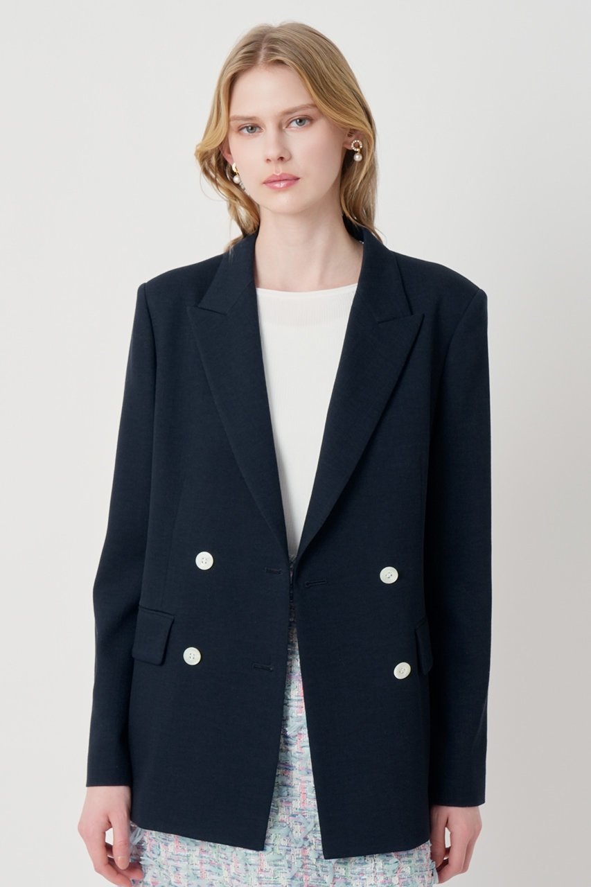 【アナイ/ANAYI】の【セットアップ対象商品】オックスストレッチダブルジャケット インテリア・キッズ・メンズ・レディースファッション・服の通販 founy(ファニー) 　ファッション　Fashion　レディースファッション　Fashion for Women　アウター　Coat / Outerwear Collection　レディースジャケット・軽アウター　Jackets　2026年　2026　おすすめ　Recommended / Our Picks　オックス　Oxford Fabric　ジャケット　Jacket, Outerwear　ストレッチ　Stretch, Stretchy Fabric　セットアップ　Set-Up, Coordinated Outfit　ダブル　Double, Double-Breasted　フォルム　Silhouette, Form　リュクス　Luxury, Elegant, High-End, Chic　ワイド　Wide, Wide Fit　エレガント 上品　Elegant　今季　This Season, Current Season　夏　Summer　定番　Standard, Basic Item　春　Spring　S/S・春夏　SS, Spring/Summer, Warm Season　ビジネス 仕事 通勤　Business / Work / Commuting　ネイビー|ID: prp329100004843240 ipo3291000000035294220