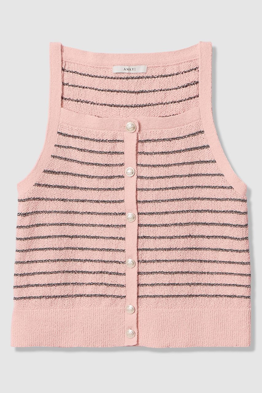 【アナイ/ANAYI】のパウダーボーダーキャミプルオーバー インテリア・キッズ・メンズ・レディースファッション・服の通販 founy(ファニー) 　ファッション　Fashion　レディースファッション　Fashion for Women　トップス・カットソー　Cut & Sew Tops　ニット　Knit Tops & Sweaters　キャミソール&ノースリーブ　Camisoles & Sleeveless Tops　カジュアルプルオーバー・ニットトップス　Pullovers & Knit Tops / Casual Pullovers　2026年　2026　おすすめ　Recommended / Our Picks　アンサンブル　Ensemble Set　カーディガン　Cardigan, Knitwear　キャミソール　Camisole, Spaghetti Strap Top　コンパクト　Compact, Small Size　バランス　Balance, Style Balance　パステル　Pastel, Soft Color　フロント　Front, Front Design　ボーダー　Border, Stripe　ミドル　Middle Length, Mid Height　夏　Summer　春　Spring　S/S・春夏　SS, Spring/Summer, Warm Season　ライトピンク|ID: prp329100004843243 ipo3291000000035294250