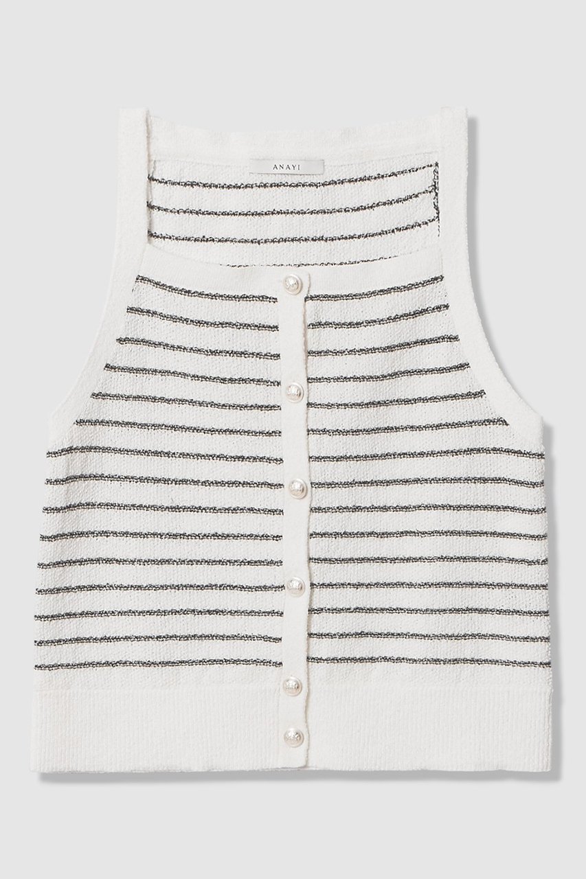 【アナイ/ANAYI】のパウダーボーダーキャミプルオーバー 人気、トレンドファッション・服の通販 founy(ファニー) 　ファッション　Fashion　レディースファッション　Fashion for Women　トップス・カットソー　Cut & Sew Tops　ニット　Knit Tops & Sweaters　キャミソール&ノースリーブ　Camisoles & Sleeveless Tops　カジュアルプルオーバー・ニットトップス　Pullovers & Knit Tops / Casual Pullovers　2026年　2026　おすすめ　Recommended / Our Picks　アンサンブル　Ensemble Set　カーディガン　Cardigan, Knitwear　キャミソール　Camisole, Spaghetti Strap Top　コンパクト　Compact, Small Size　バランス　Balance, Style Balance　パステル　Pastel, Soft Color　フロント　Front, Front Design　ボーダー　Border, Stripe　ミドル　Middle Length, Mid Height　夏　Summer　春　Spring　S/S・春夏　SS, Spring/Summer, Warm Season　 other-1|ID: prp329100004843243 ipo3291000000035672042