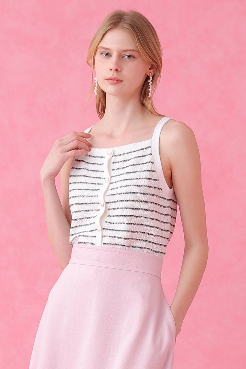 【アナイ/ANAYI】のパウダーボーダーキャミプルオーバー 人気、トレンドファッション・服の通販 founy(ファニー) 　ファッション　Fashion　レディースファッション　Fashion for Women　トップス・カットソー　Cut & Sew Tops　ニット　Knit Tops & Sweaters　キャミソール&ノースリーブ　Camisoles & Sleeveless Tops　カジュアルプルオーバー・ニットトップス　Pullovers & Knit Tops / Casual Pullovers　2026年　2026　おすすめ　Recommended / Our Picks　アンサンブル　Ensemble Set　カーディガン　Cardigan, Knitwear　キャミソール　Camisole, Spaghetti Strap Top　コンパクト　Compact, Small Size　バランス　Balance, Style Balance　パステル　Pastel, Soft Color　フロント　Front, Front Design　ボーダー　Border, Stripe　ミドル　Middle Length, Mid Height　夏　Summer　春　Spring　S/S・春夏　SS, Spring/Summer, Warm Season　other-4|ID: prp329100004843243 ipo3291000000035777965